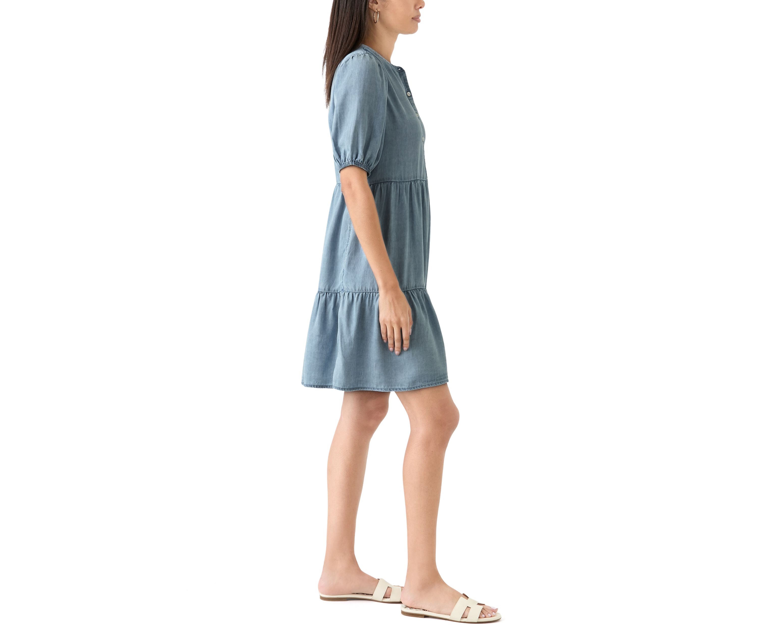 Womens Tiered Gauze Mini Dress