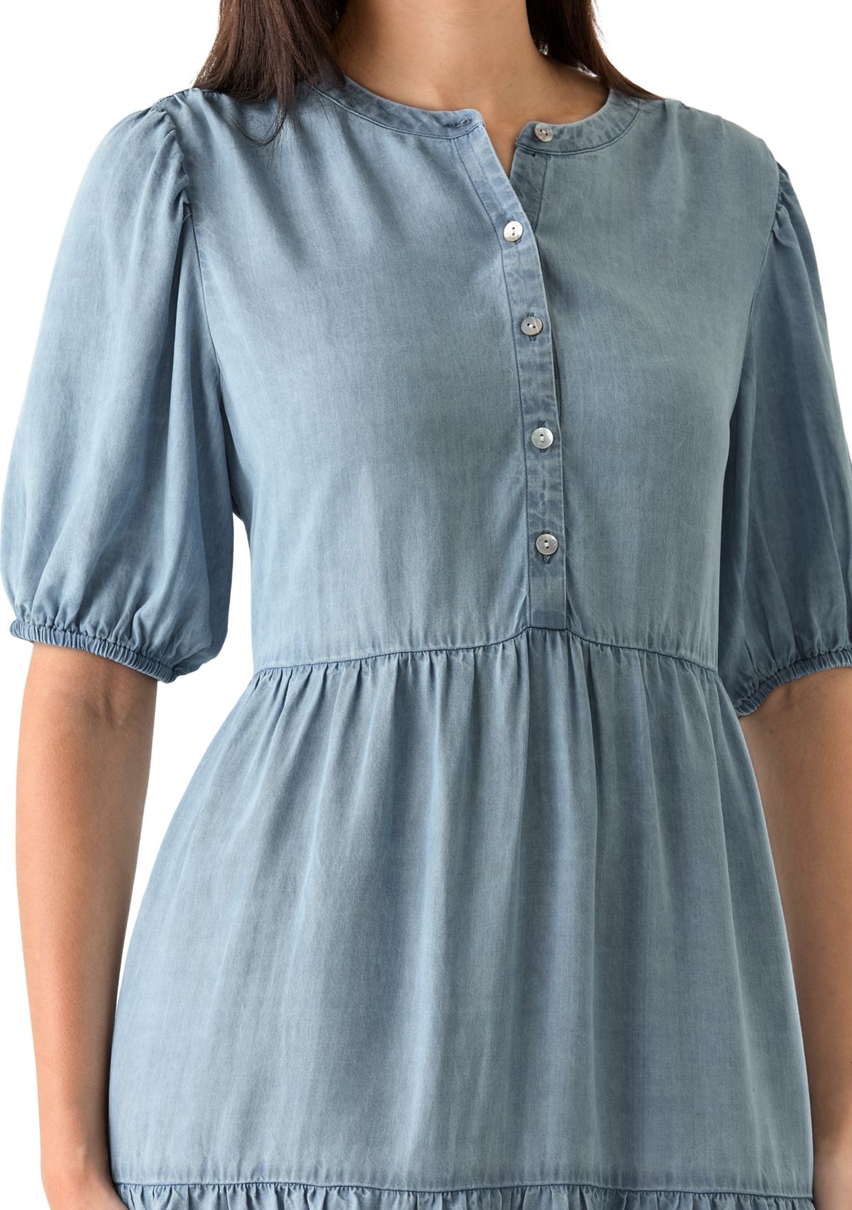 Womens Tiered Gauze Mini Dress