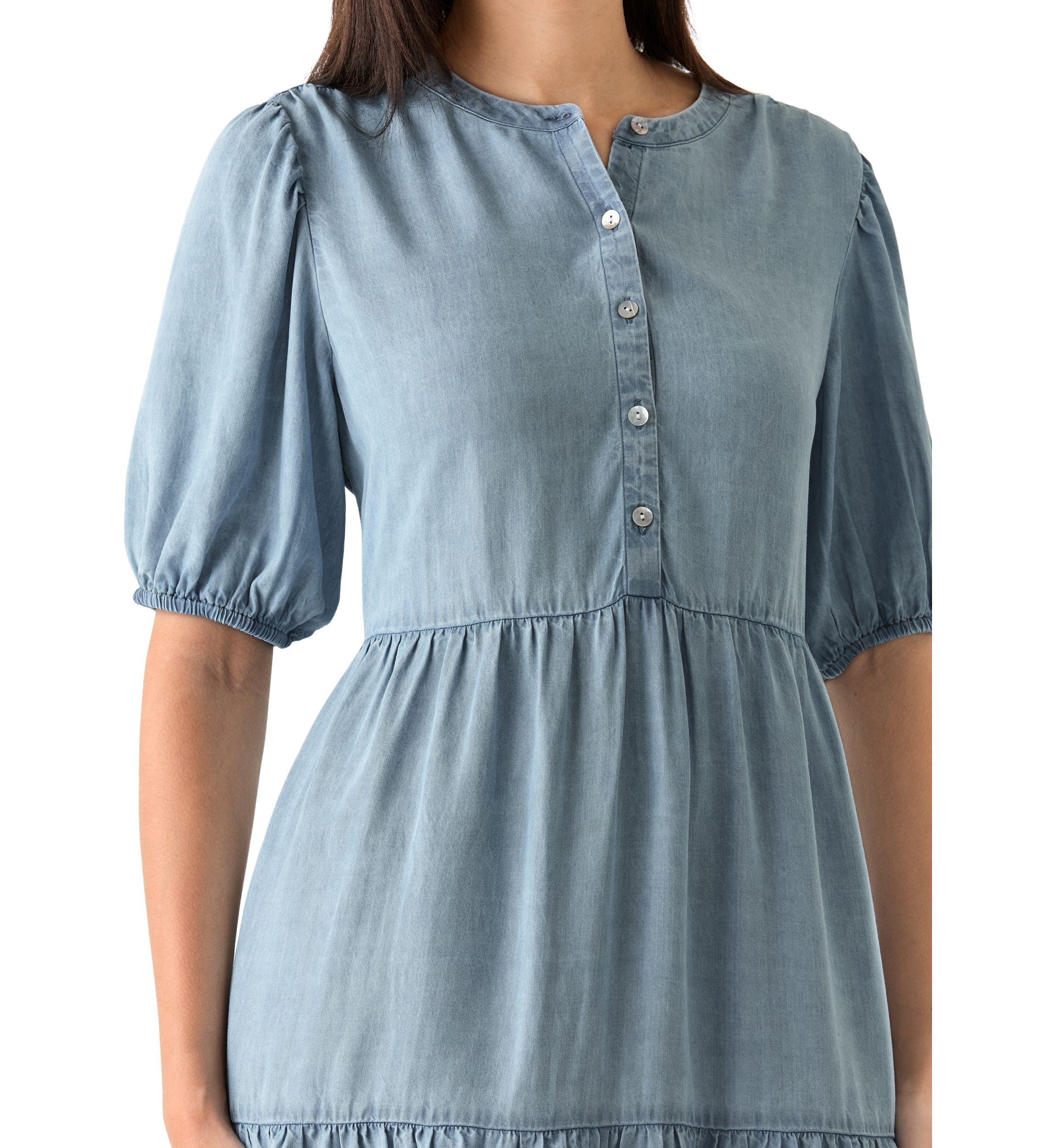 Womens Tiered Gauze Mini Dress