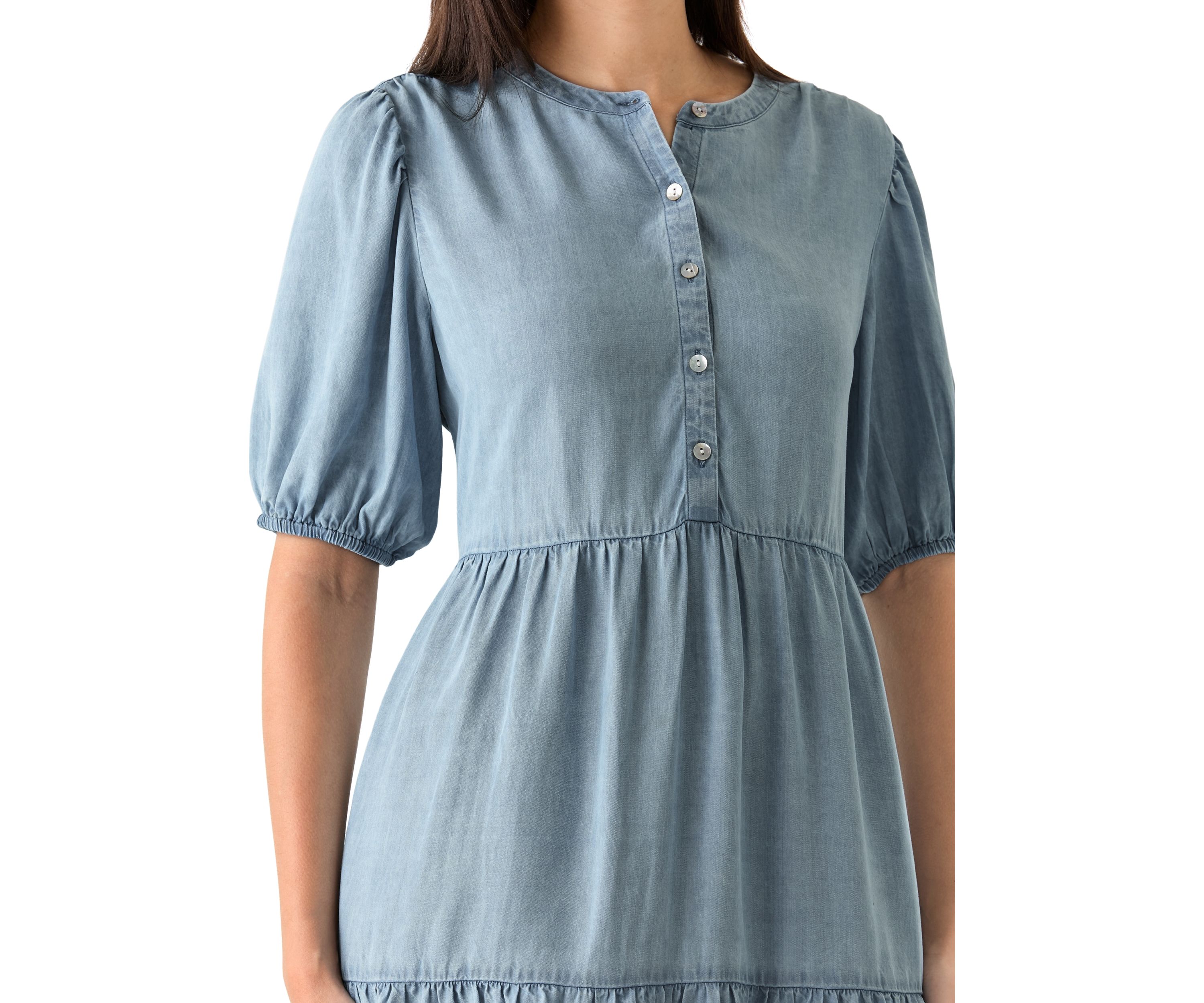 Womens Tiered Gauze Mini Dress