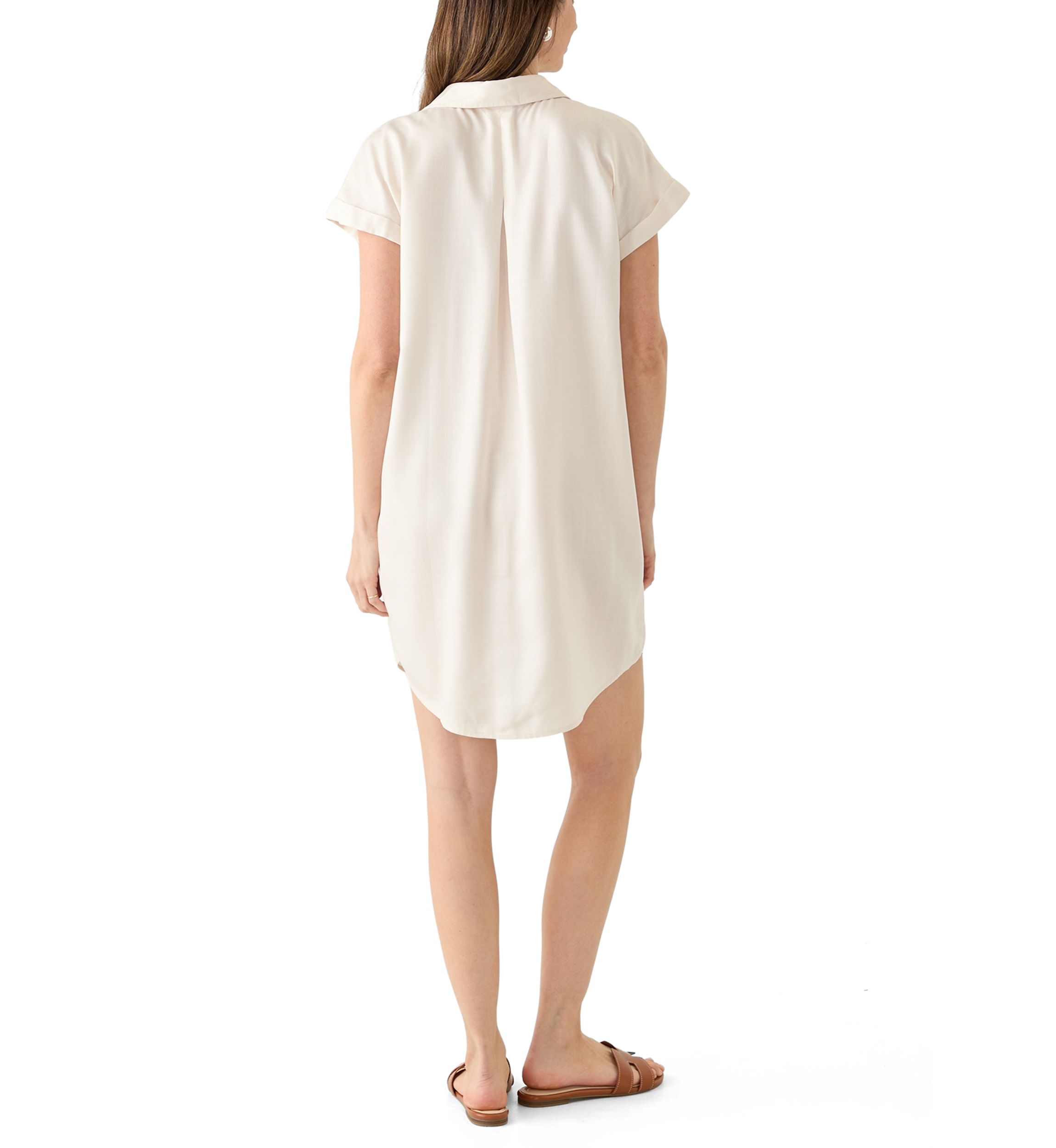 Womens Short Sleeve Solid Shirtdress