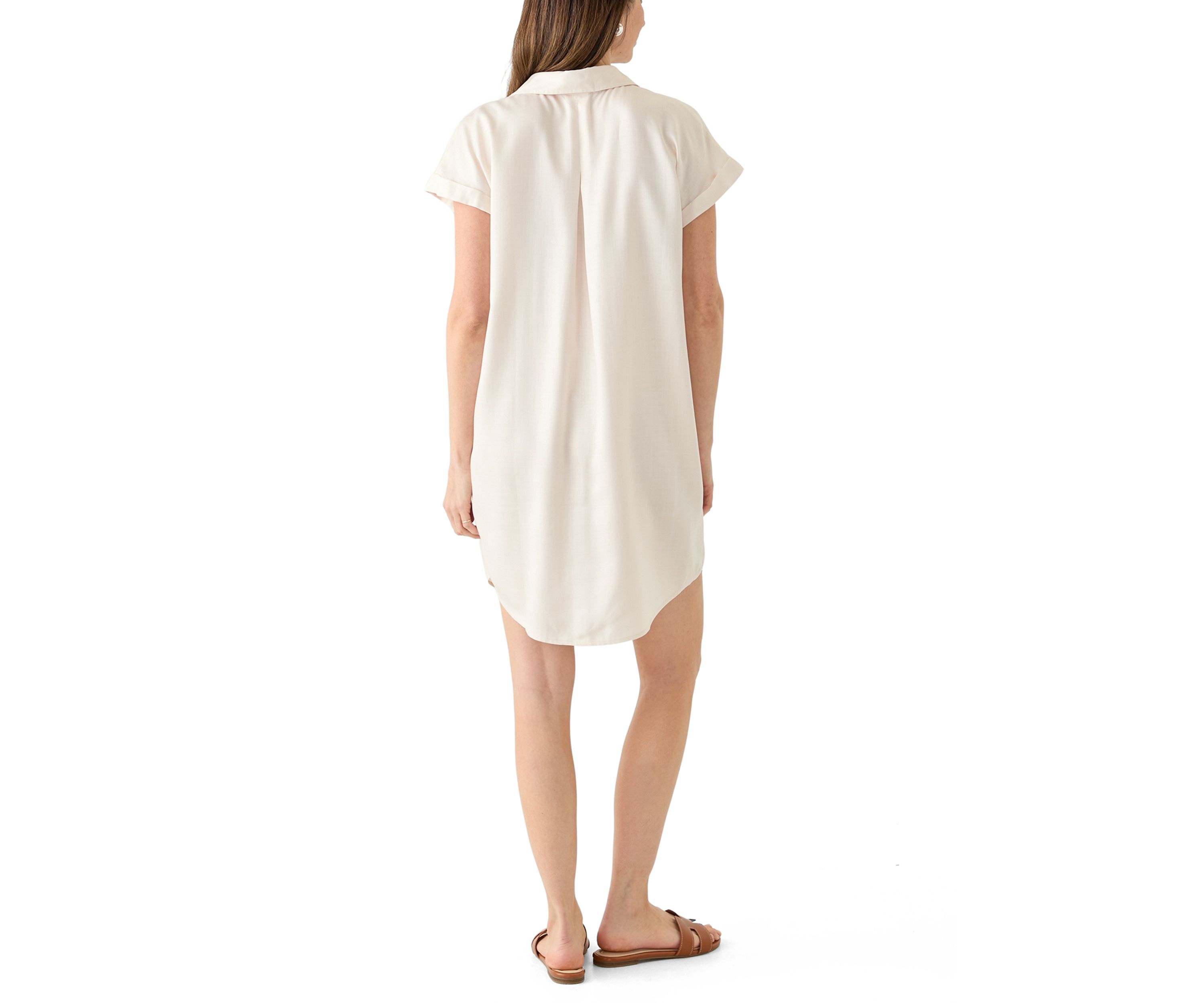 Womens Short Sleeve Solid Shirtdress