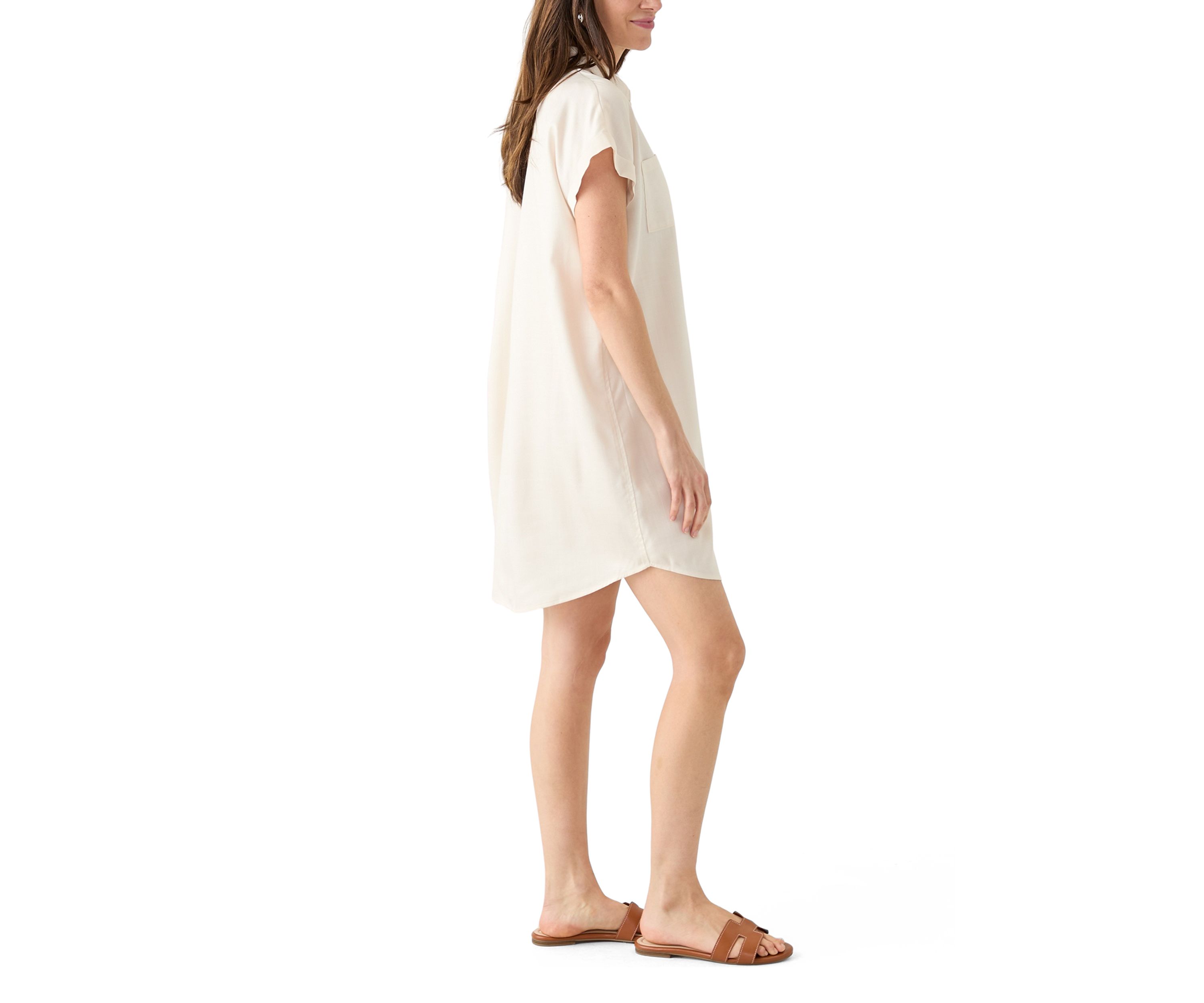 Womens Short Sleeve Solid Shirtdress