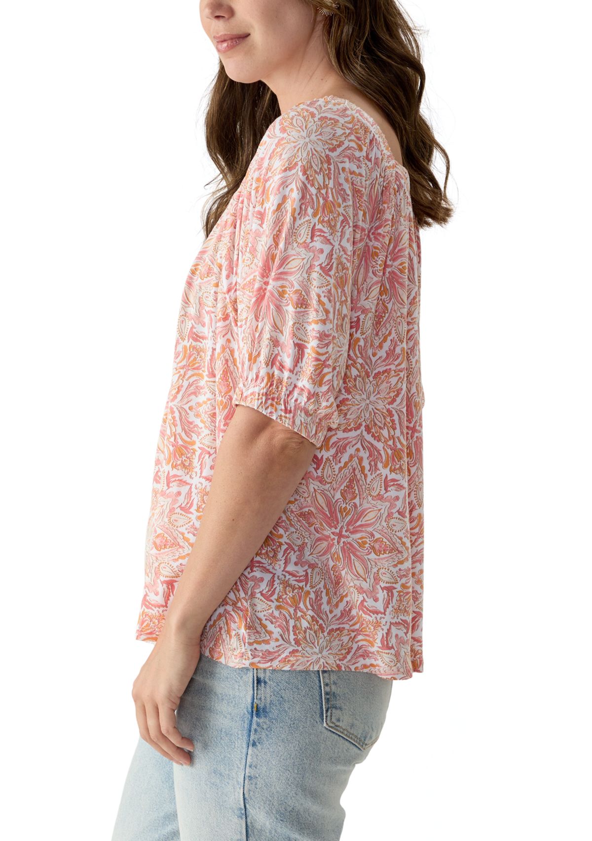 Womens Printed Square Neck Top