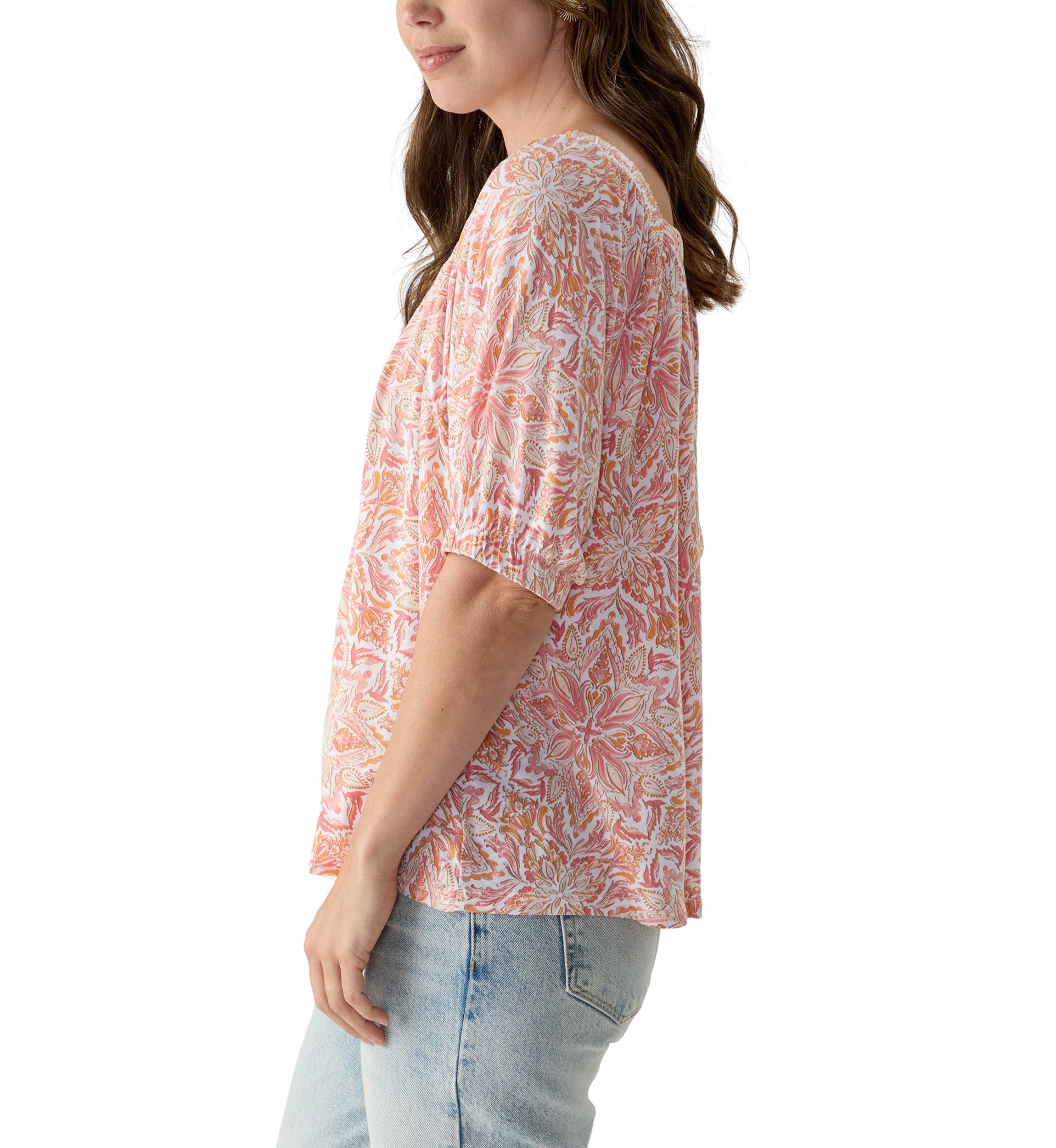 Womens Printed Square Neck Top