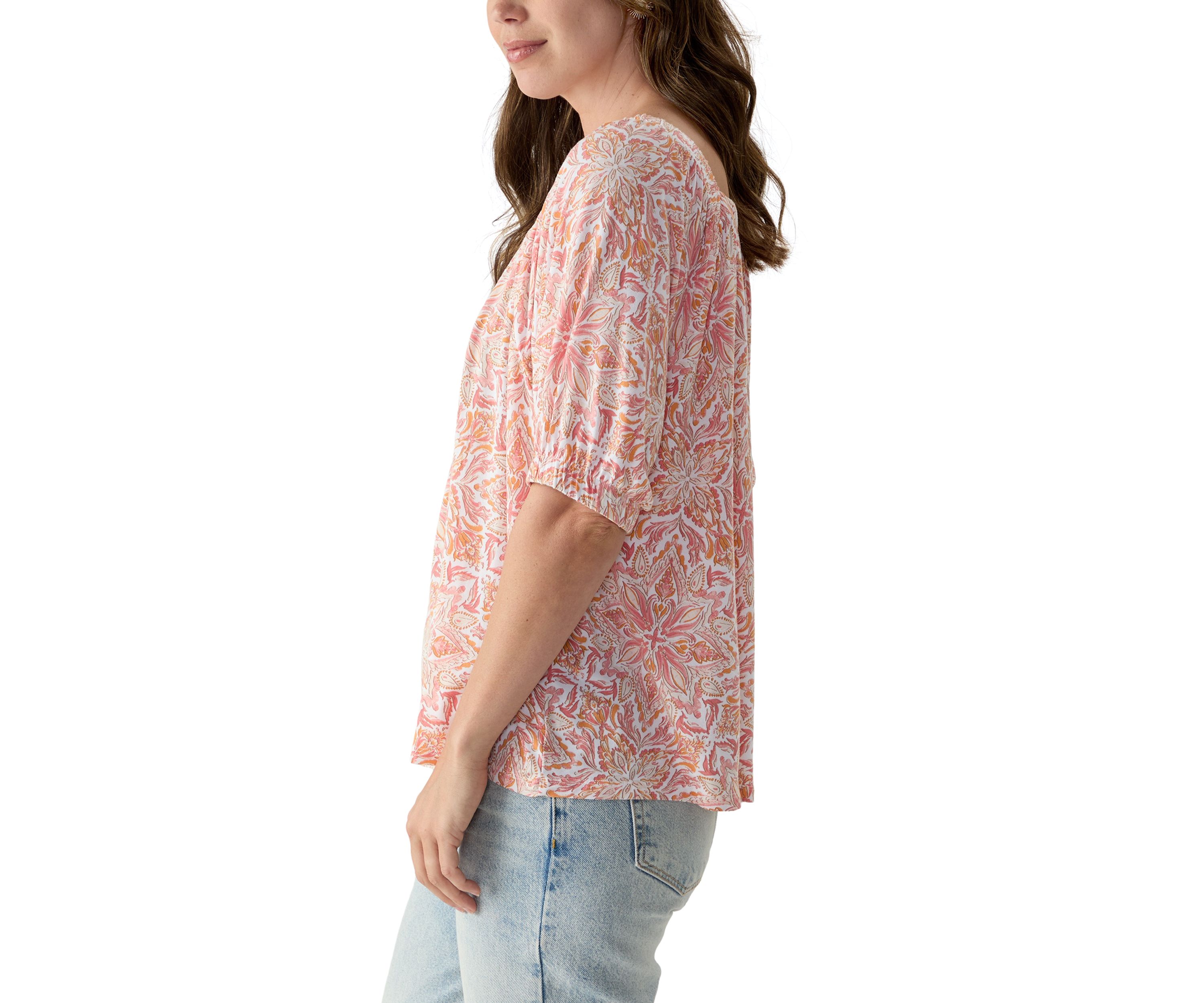 Womens Printed Square Neck Top