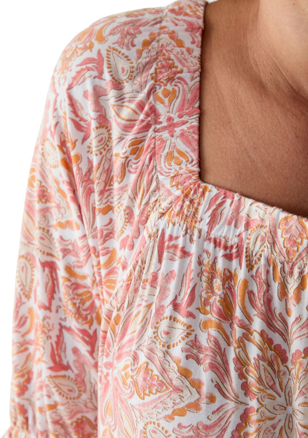 Womens Printed Square Neck Top