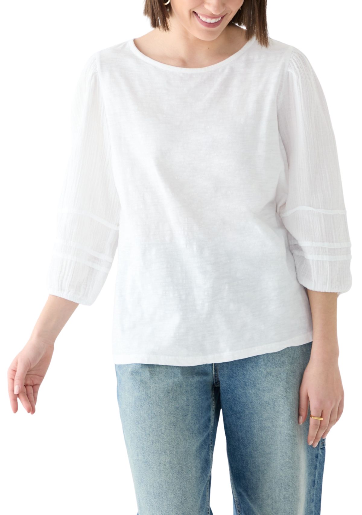 Womens Knit Woven Top