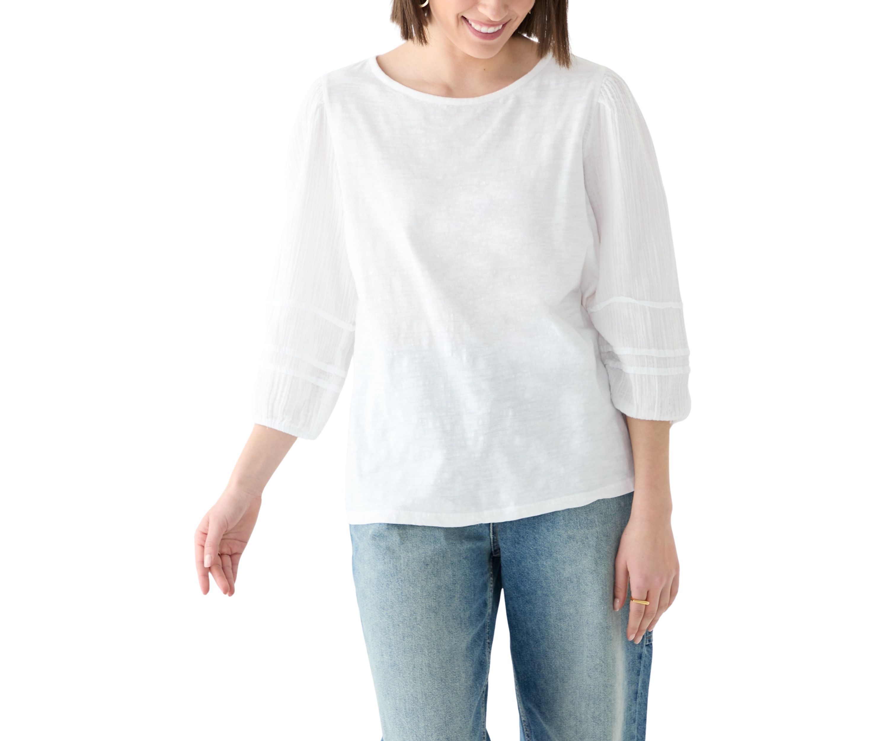 Womens Knit Woven Top