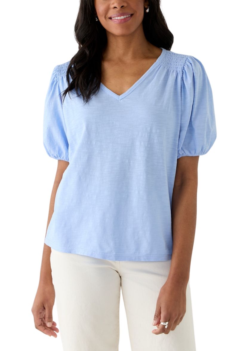 Womens Smocked Shoulder Top