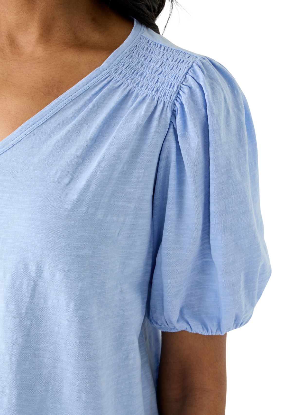 Womens Smocked Shoulder Top