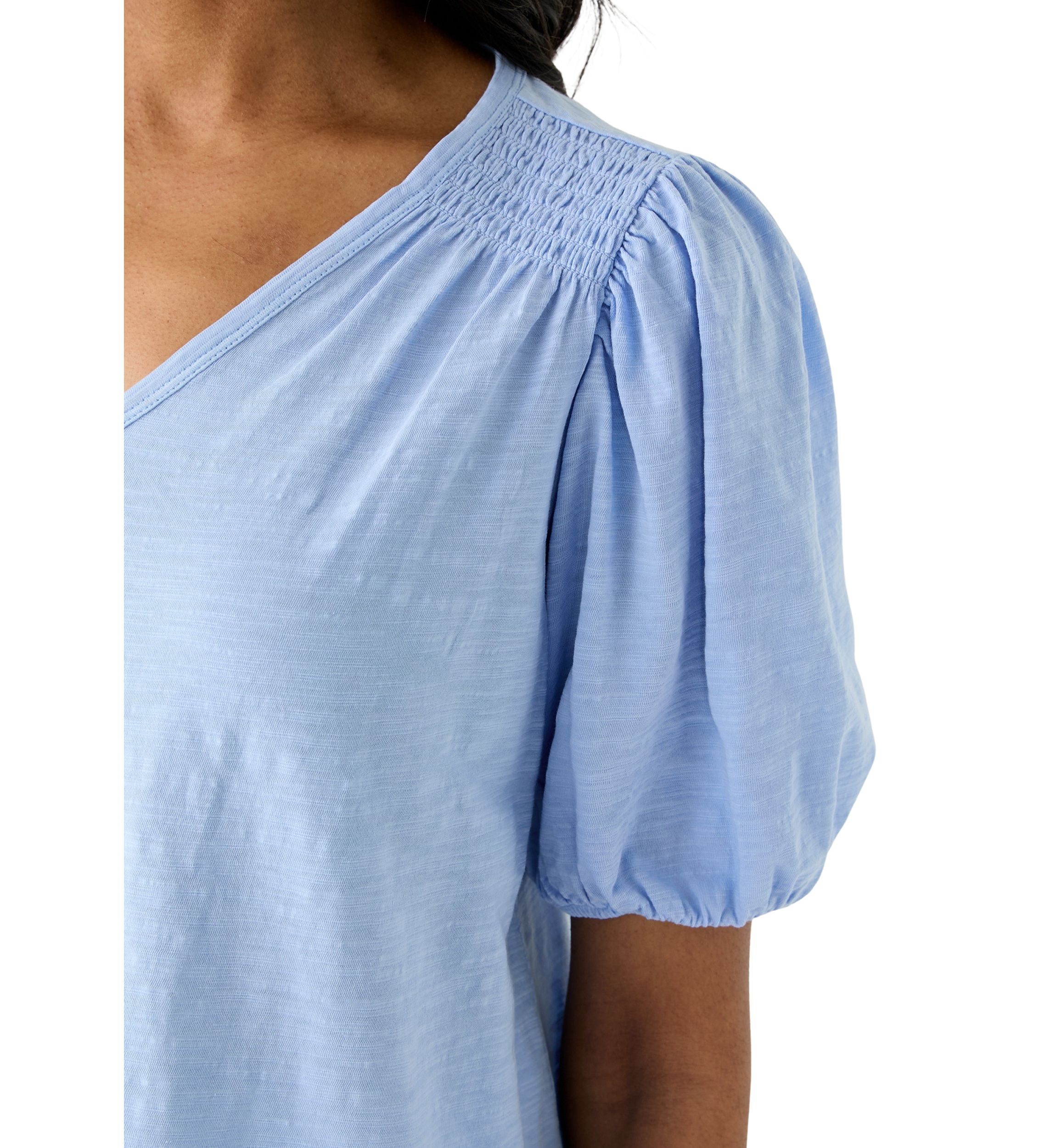 Womens Smocked Shoulder Top