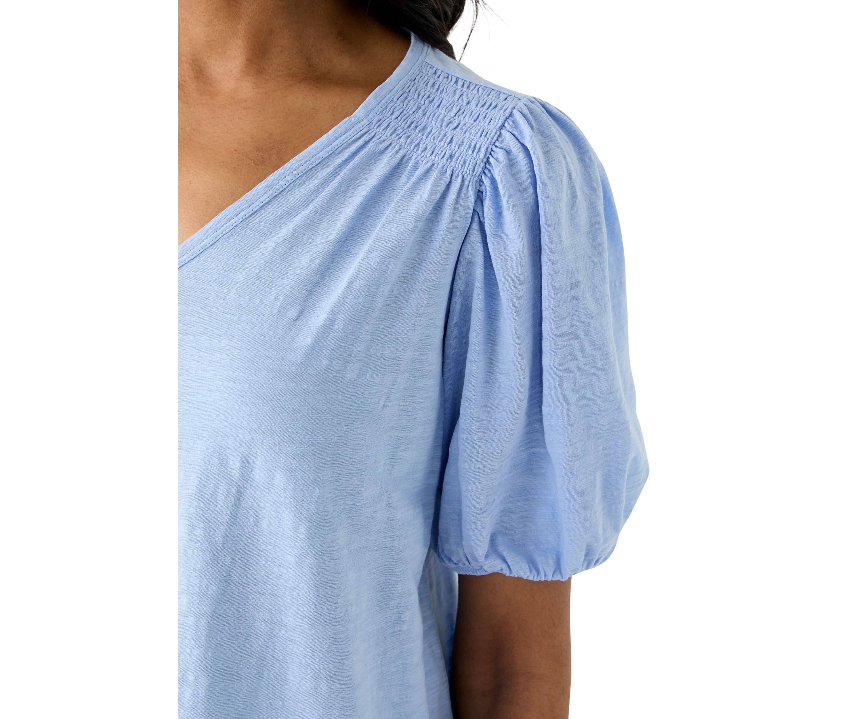 Womens Smocked Shoulder Top