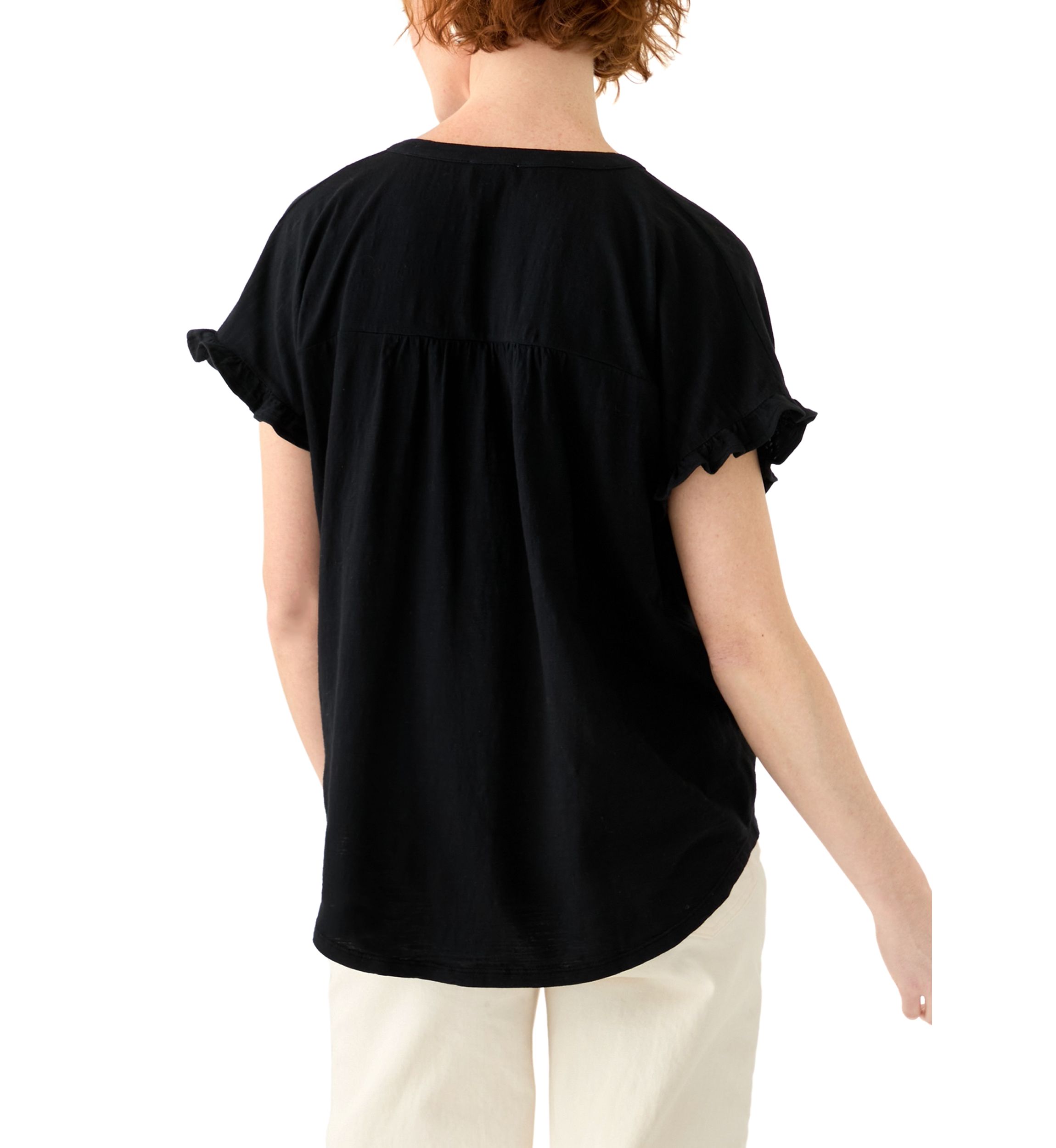 Womens Short Sleeve Shirred Top