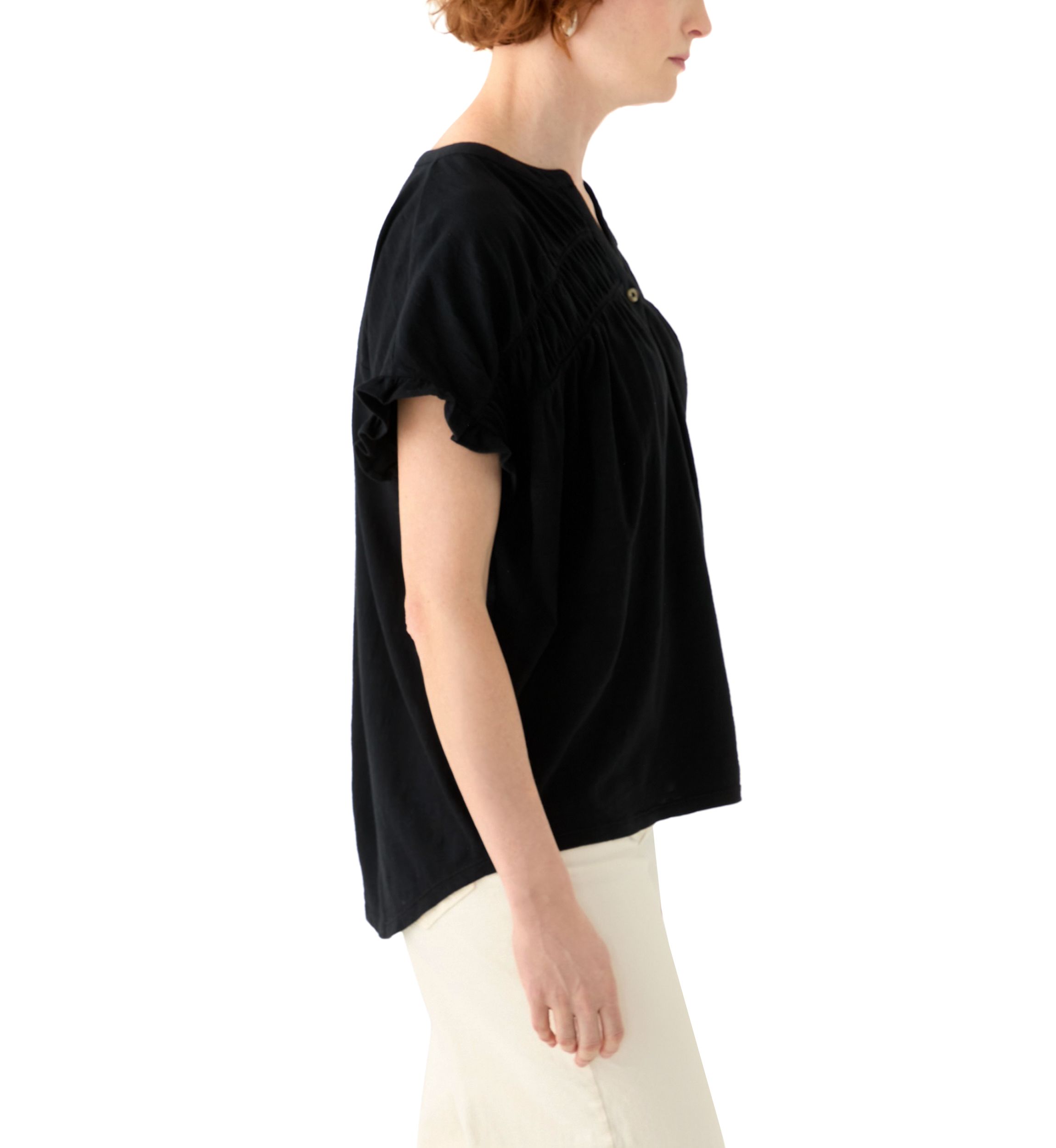 Womens Short Sleeve Shirred Top