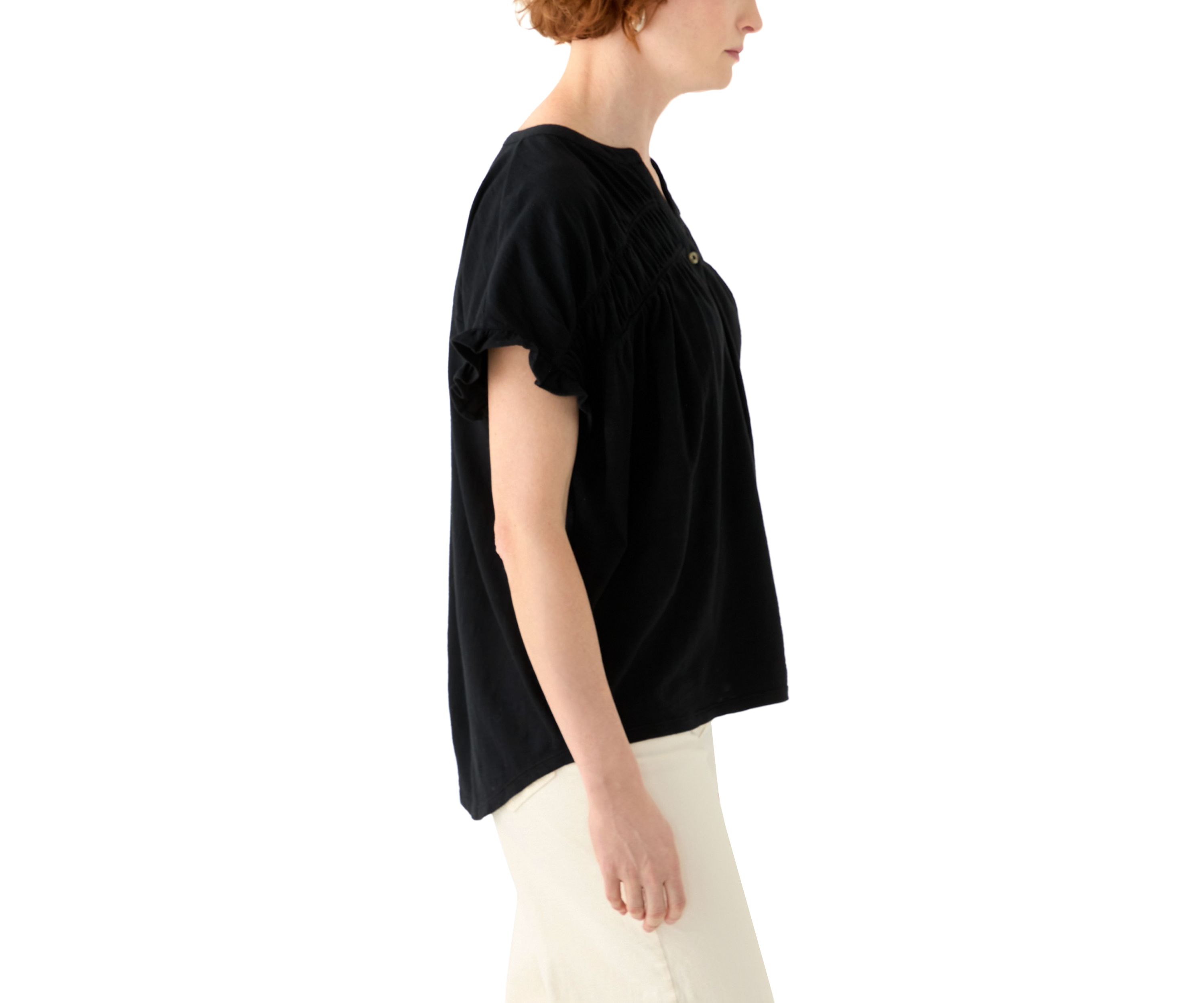 Womens Short Sleeve Shirred Top