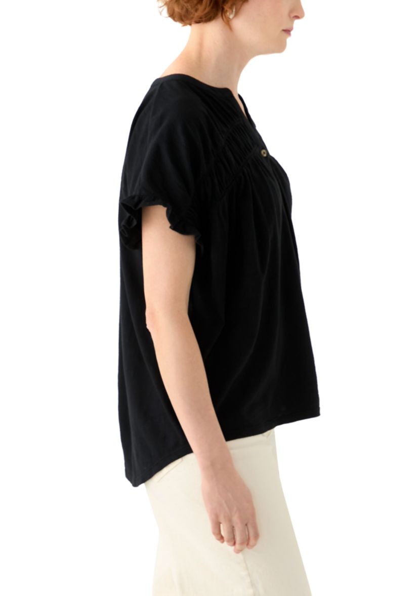 Womens Short Sleeve Shirred Top