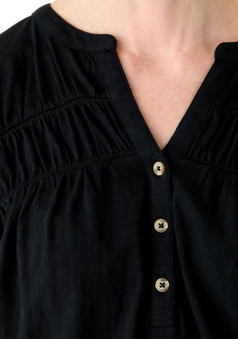 Womens Short Sleeve Shirred Top