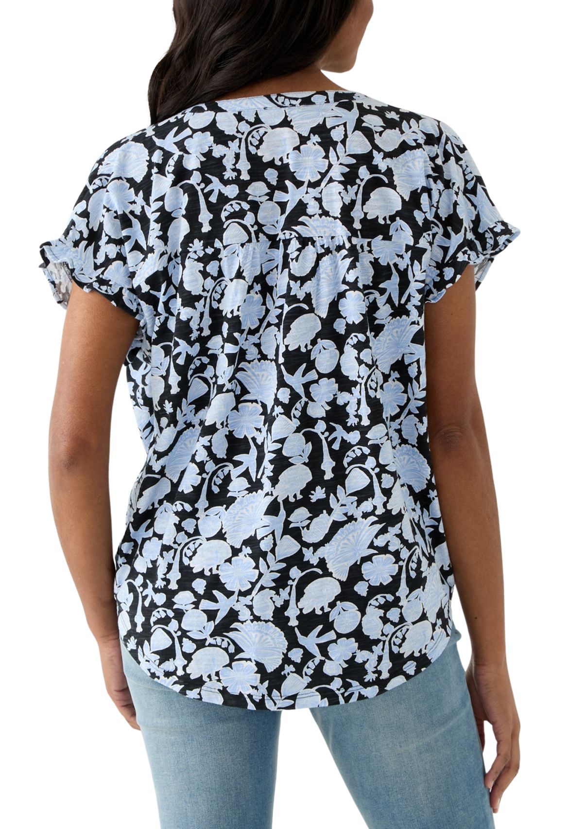 Womens Shirred Printed Top
