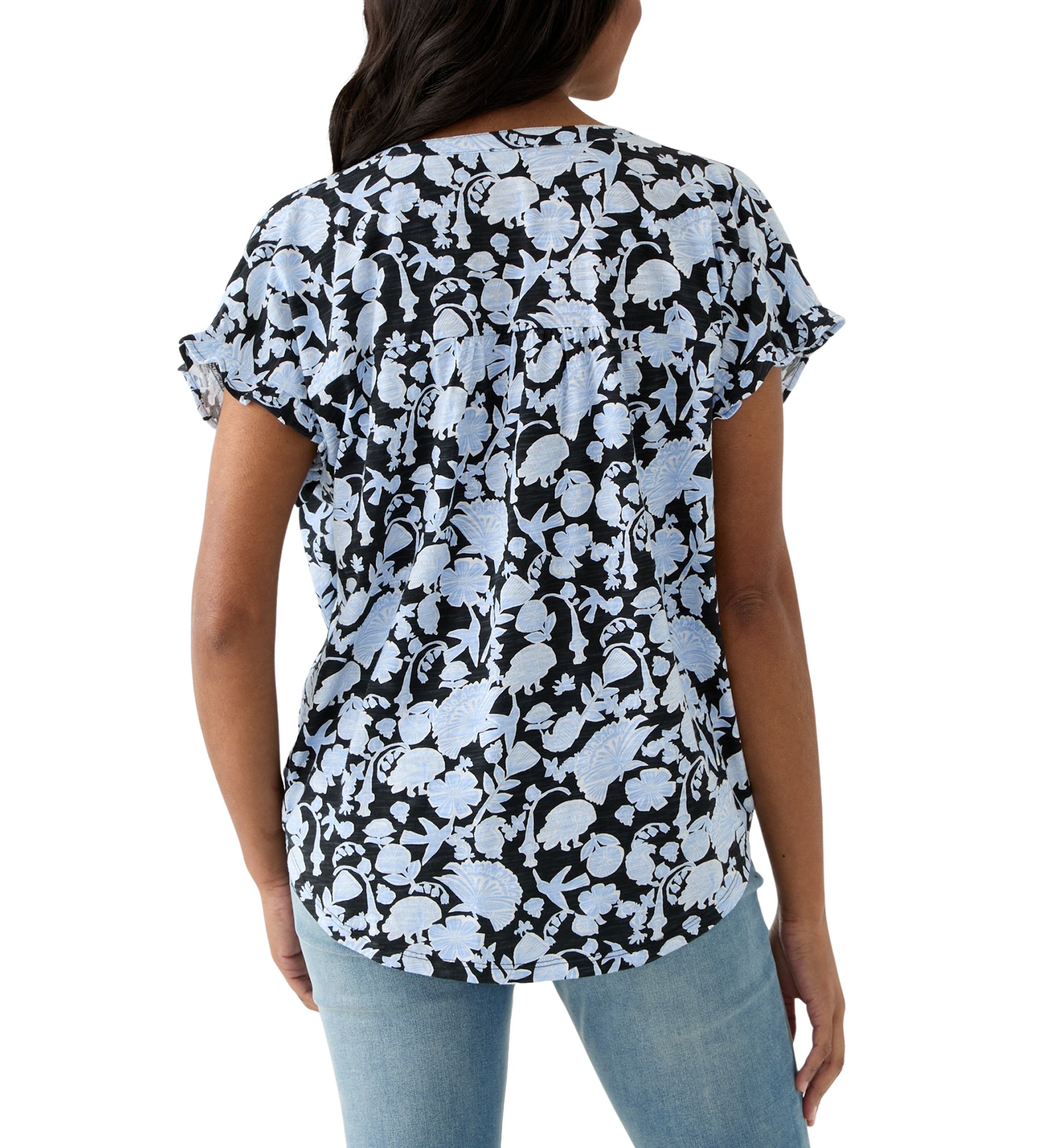 Womens Shirred Printed Top