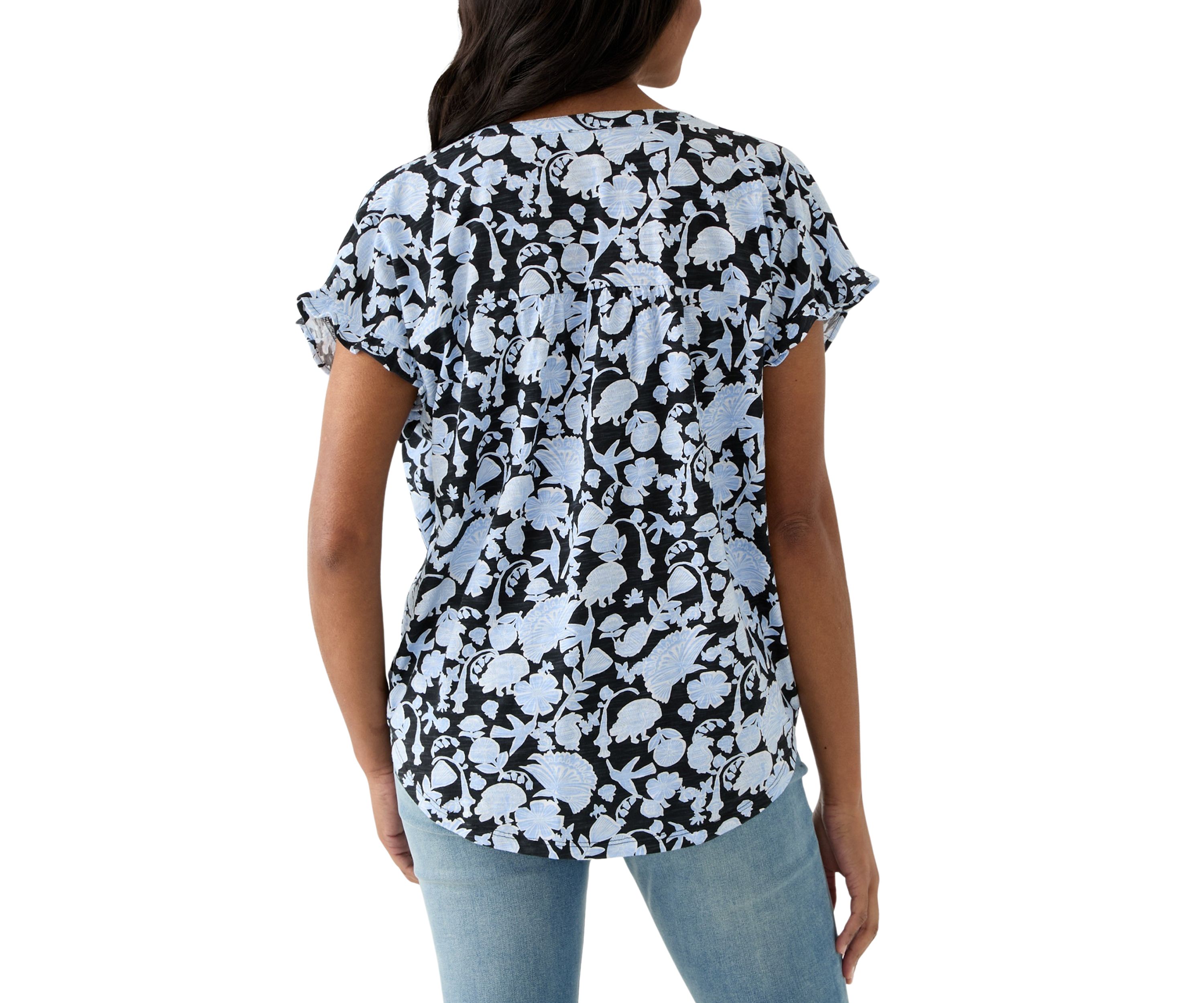 Womens Shirred Printed Top