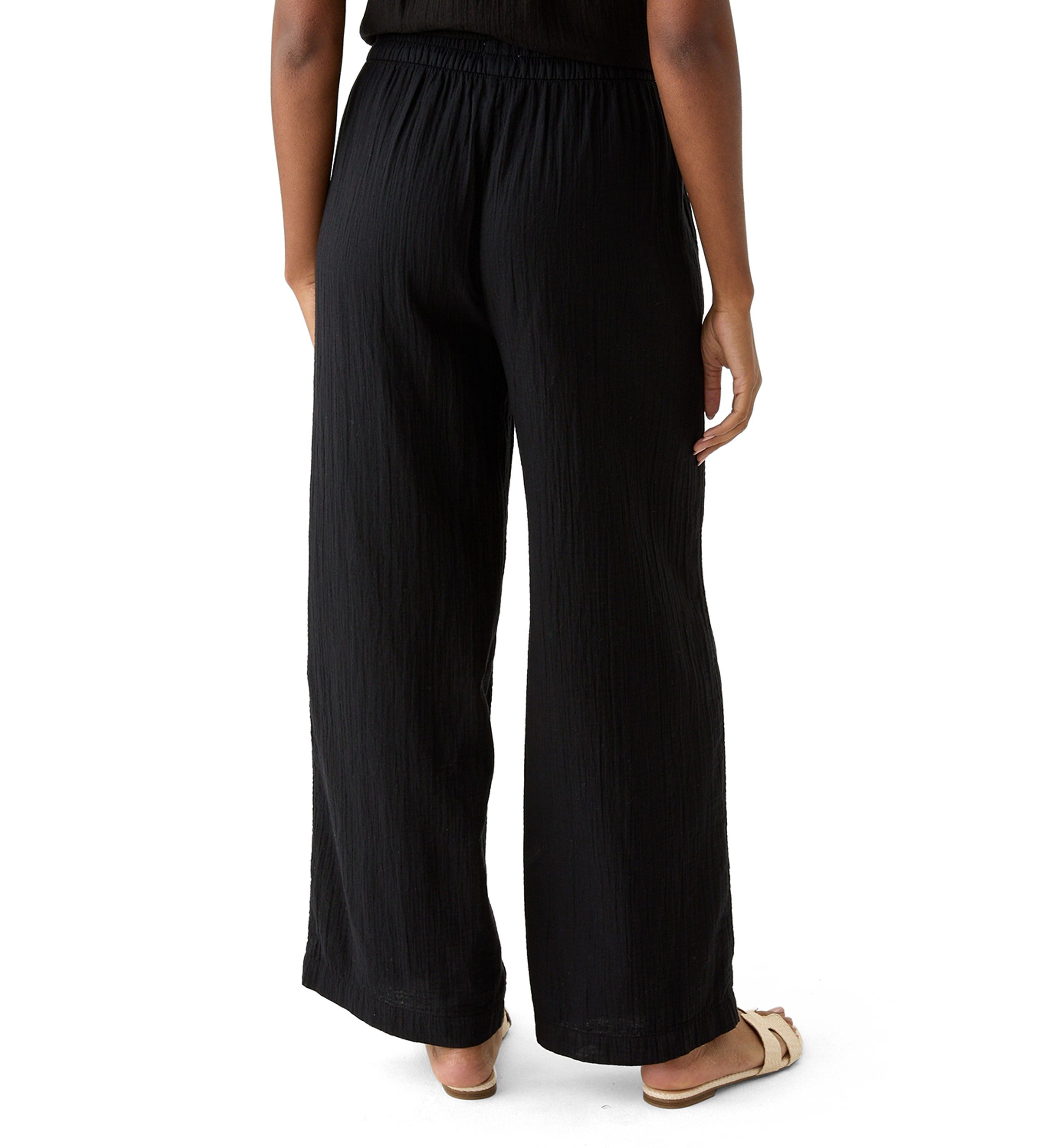 Womens Mid Rise Pull On Wide Leg Solid Pants