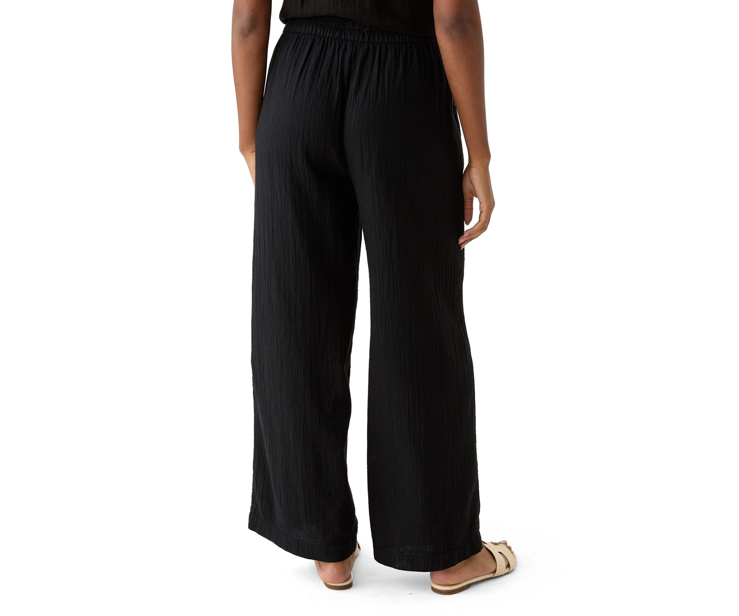 Womens Mid Rise Pull On Wide Leg Solid Pants