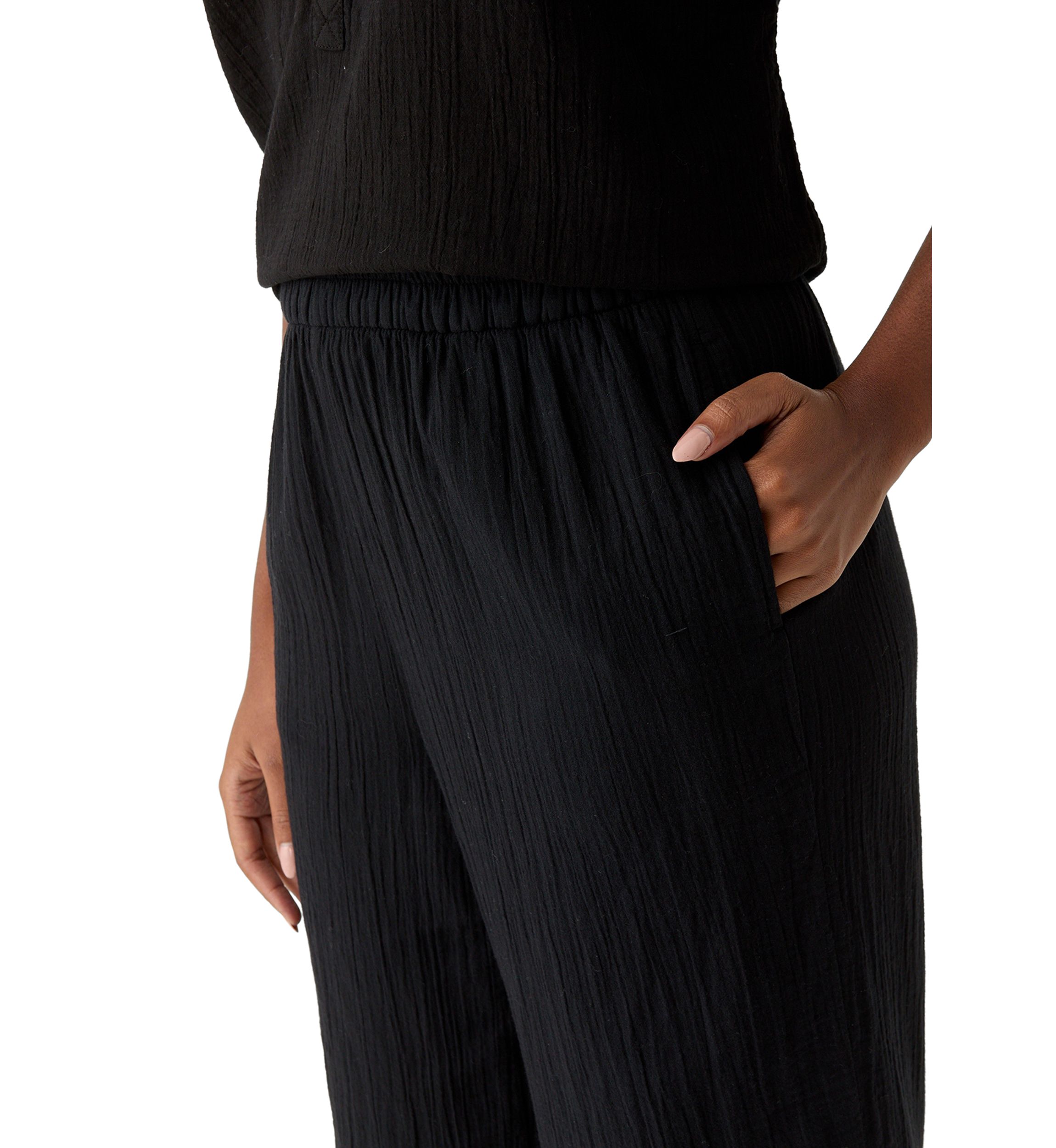 Womens Mid Rise Pull On Wide Leg Solid Pants