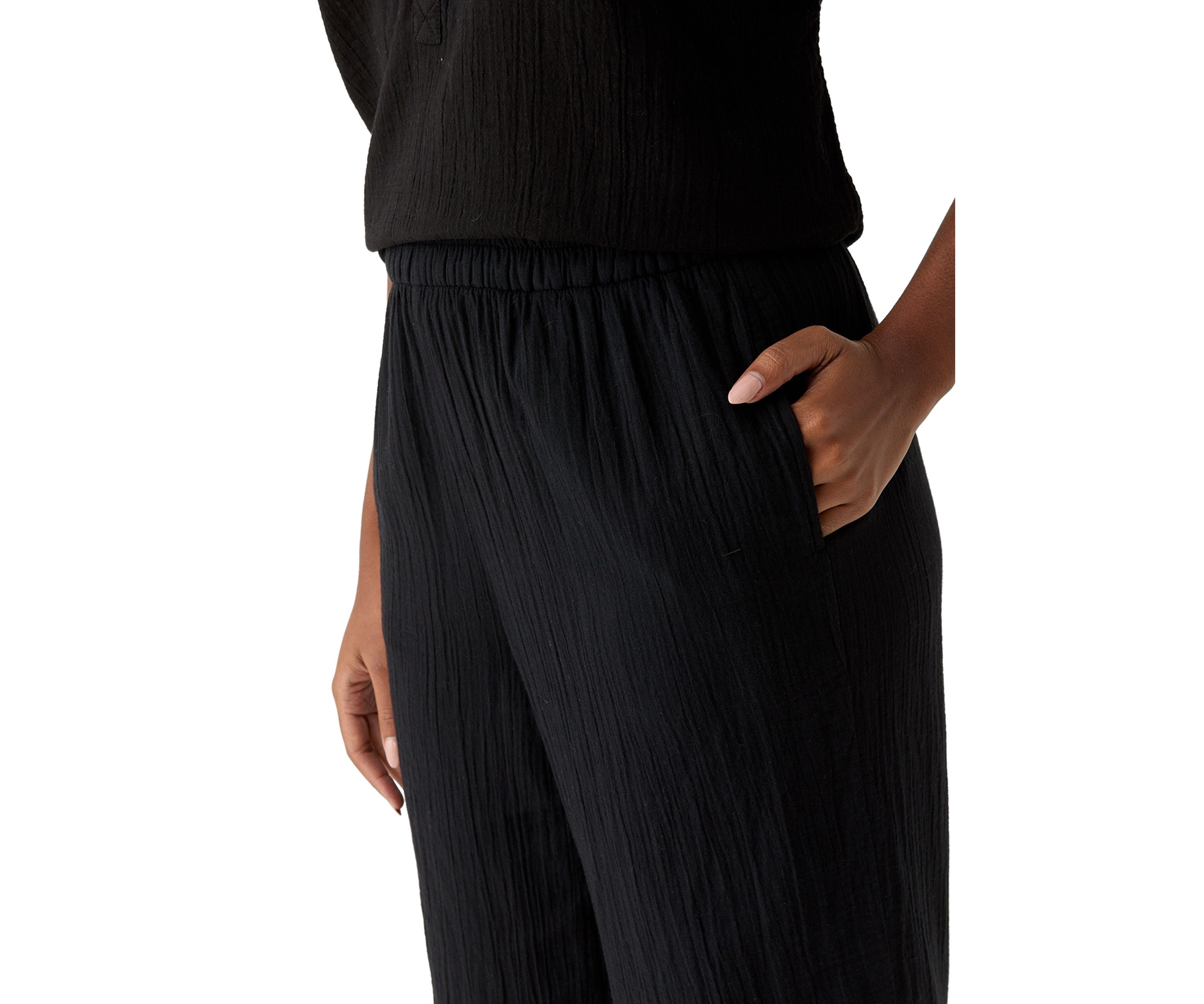 Womens Mid Rise Pull On Wide Leg Solid Pants