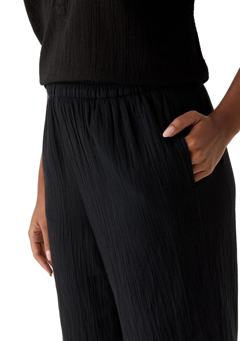 Womens Mid Rise Pull On Wide Leg Solid Pants