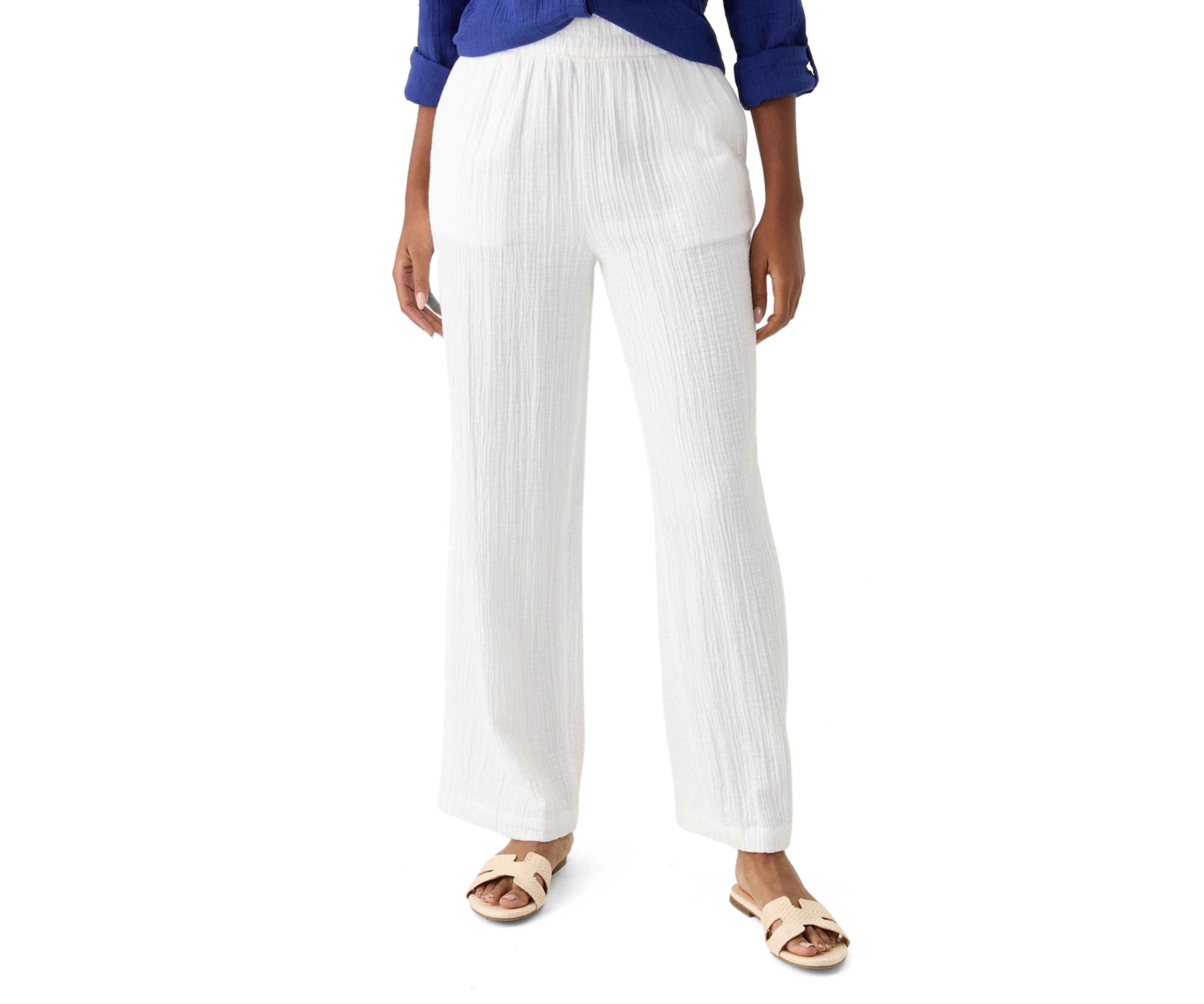 Womens Mid Rise Pull On Wide Leg Pants