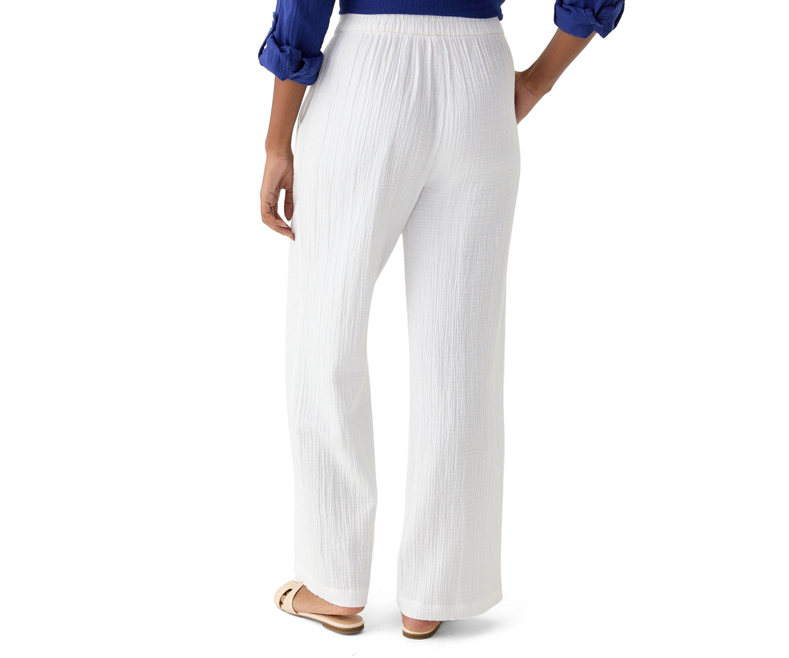 Womens Mid Rise Pull On Wide Leg Pants