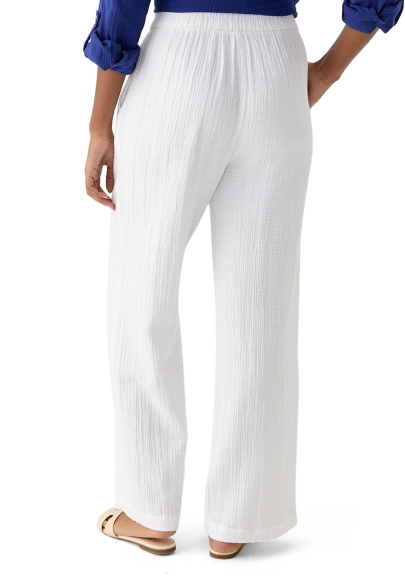 Womens Mid Rise Pull On Wide Leg Pants
