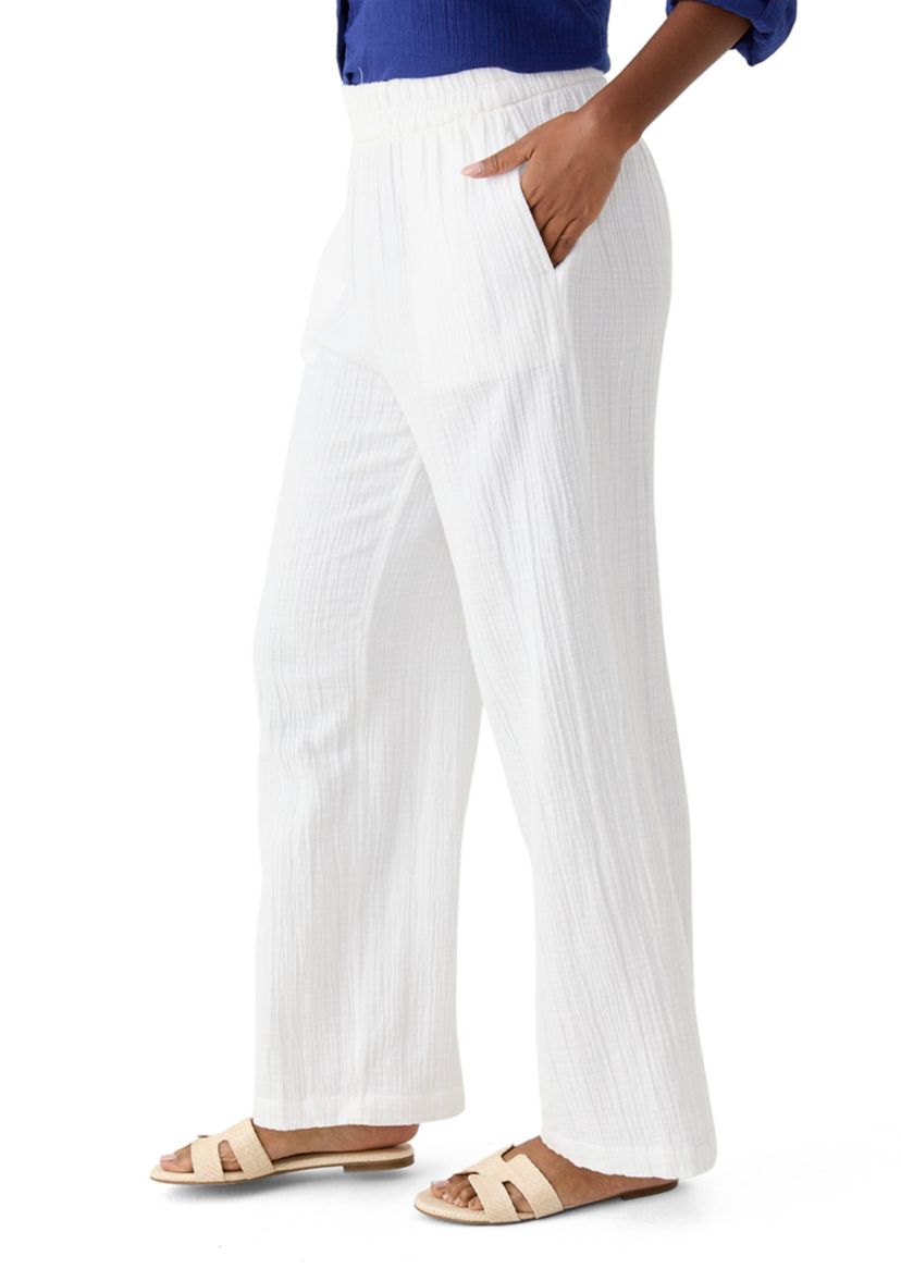 Womens Mid Rise Pull On Wide Leg Pants
