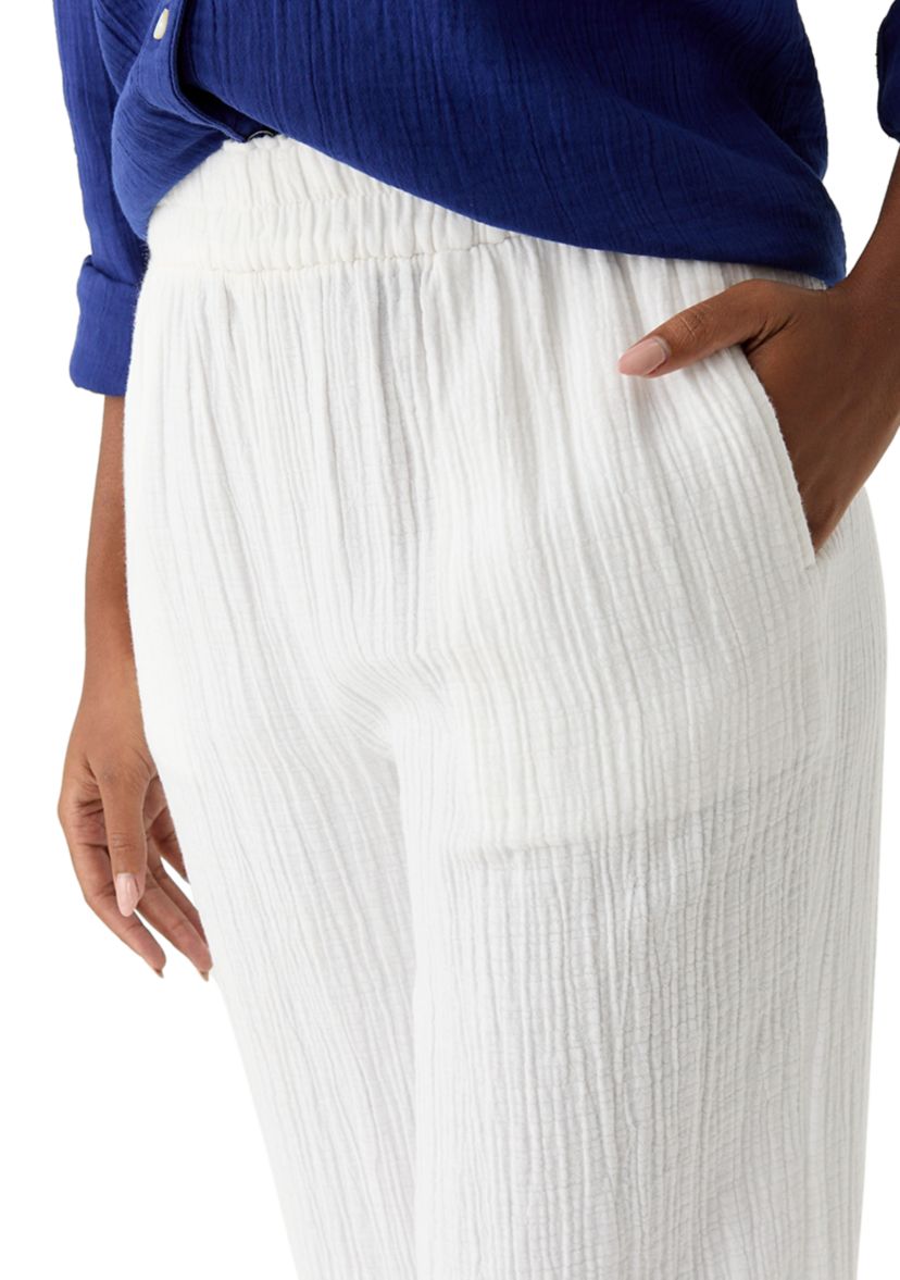 Womens Mid Rise Pull On Wide Leg Pants