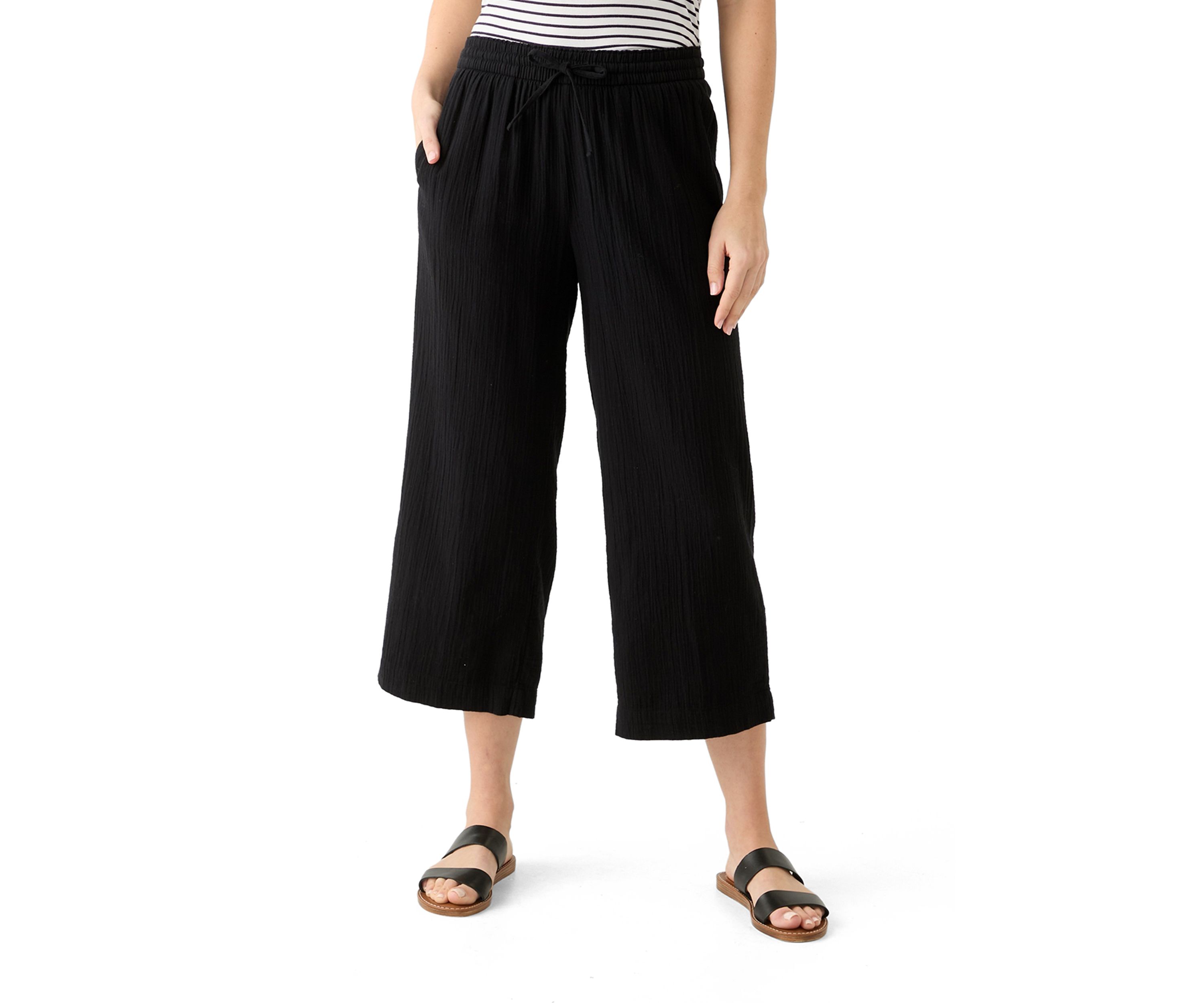 Womens High Rise Tie Waist Ankle Pants