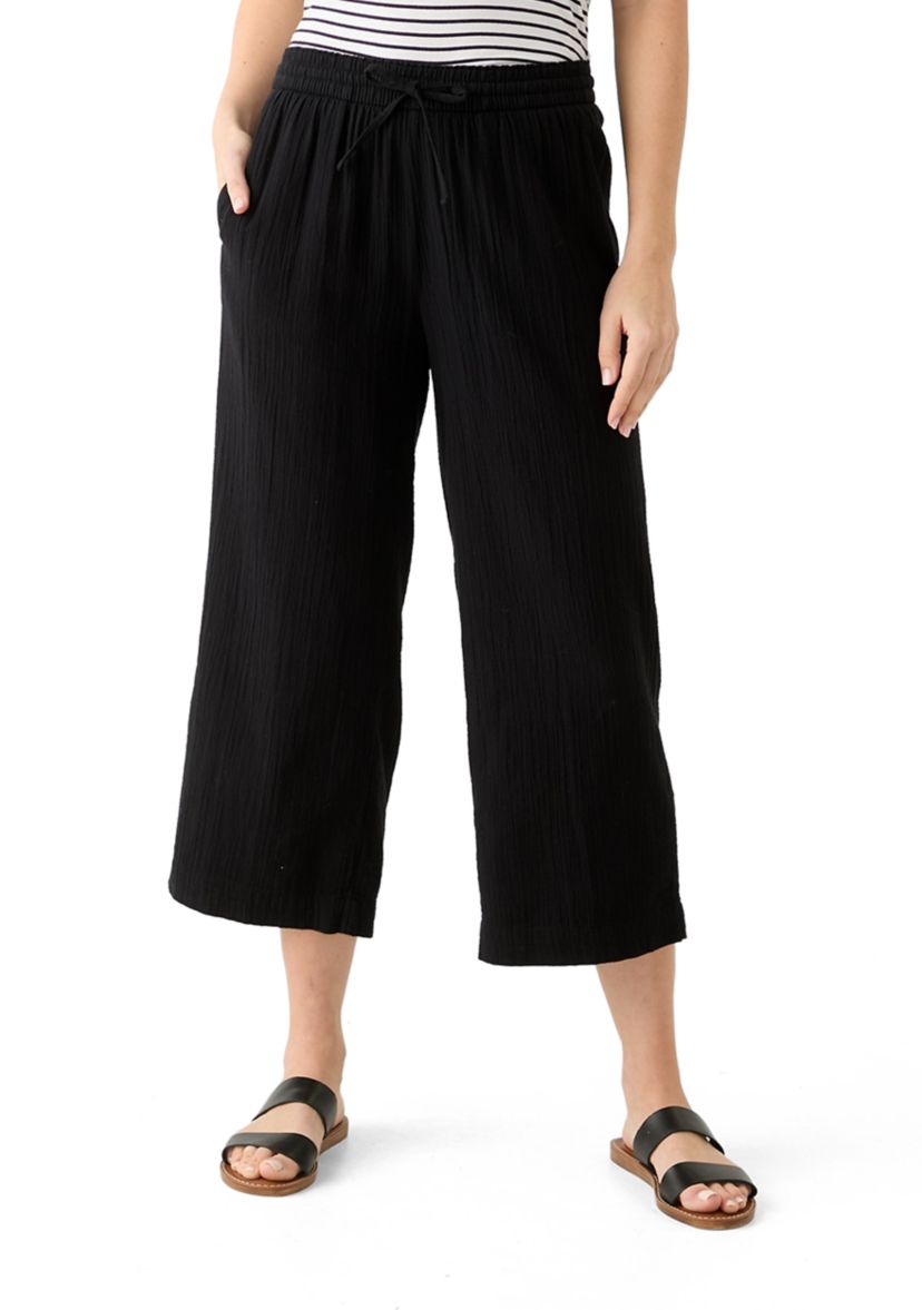 Womens High Rise Tie Waist Ankle Pants