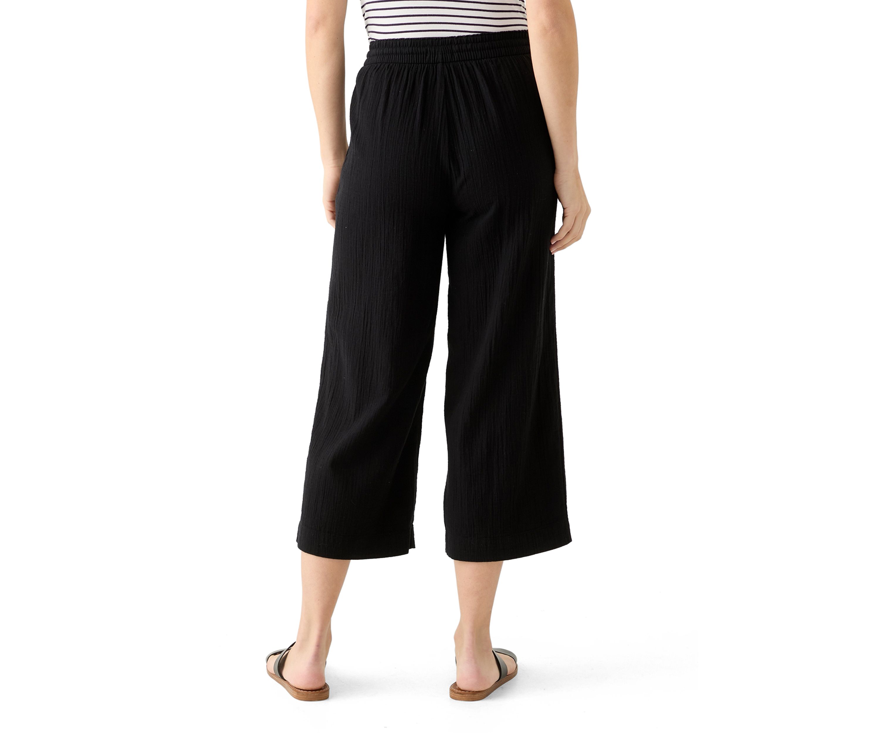 Womens High Rise Tie Waist Ankle Pants