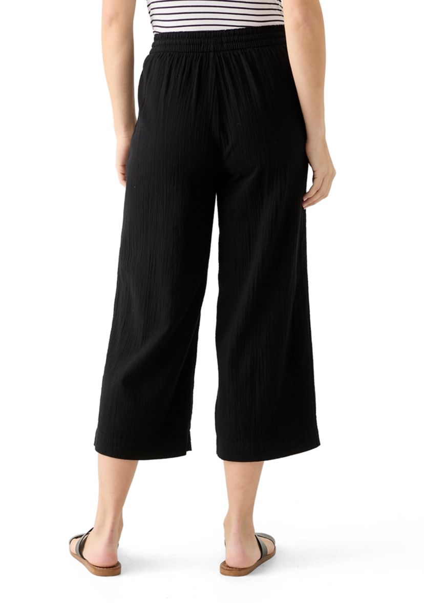 Womens High Rise Tie Waist Ankle Pants
