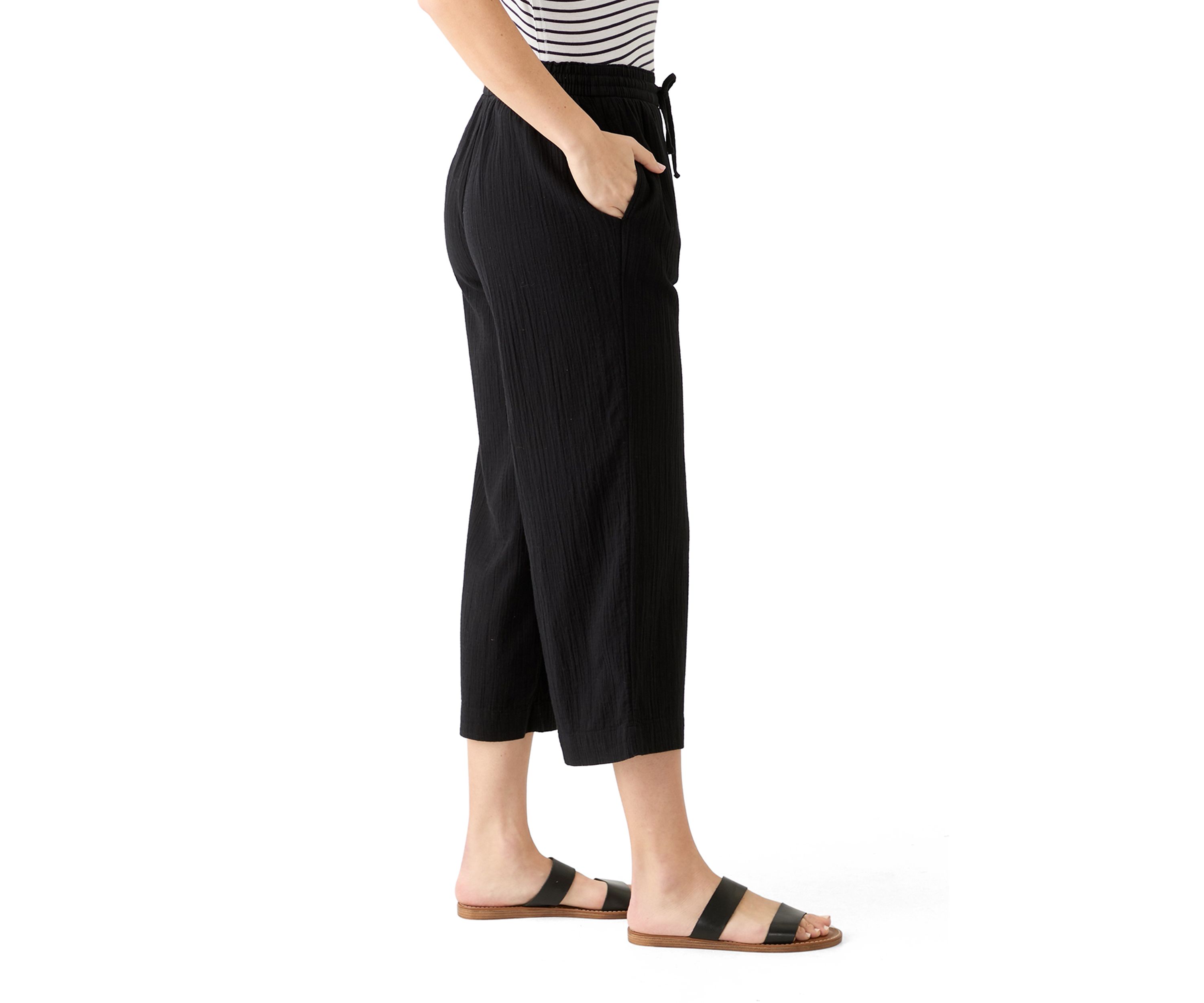 Womens High Rise Tie Waist Ankle Pants