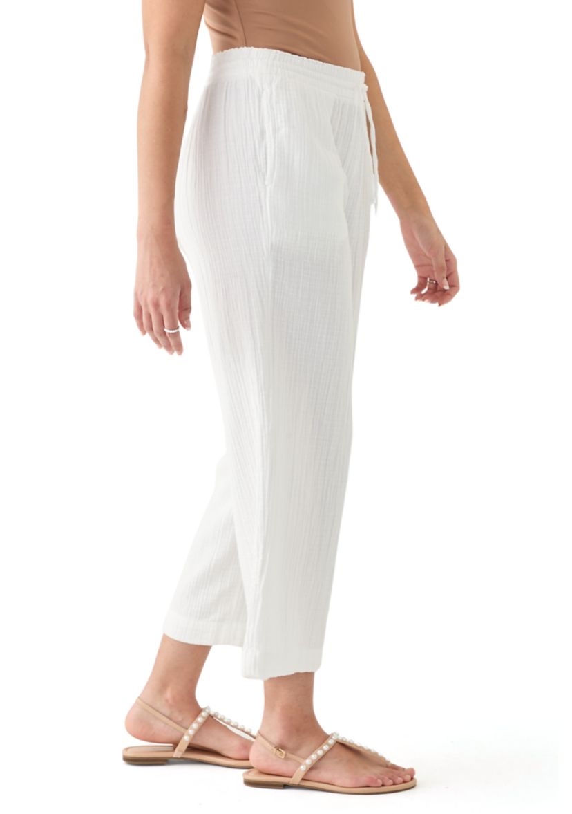 Womens High Rise Tie Waist Ankle Trousers 