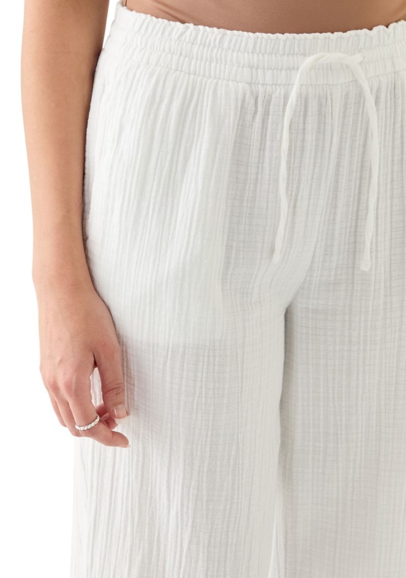 Womens High Rise Tie Waist Ankle Trousers 