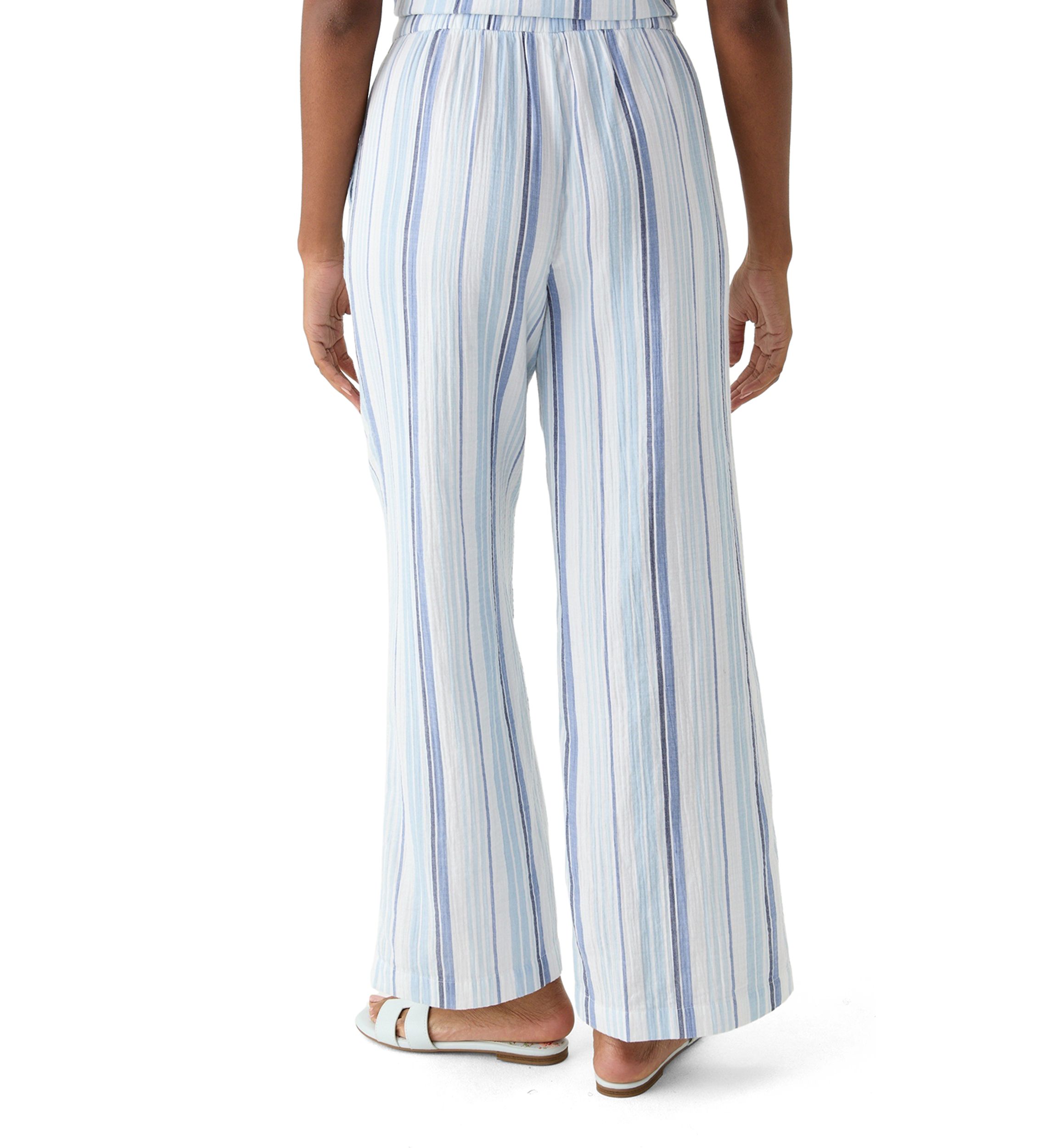 Womens Mid Rise Pull On Wide Leg Striped Pants
