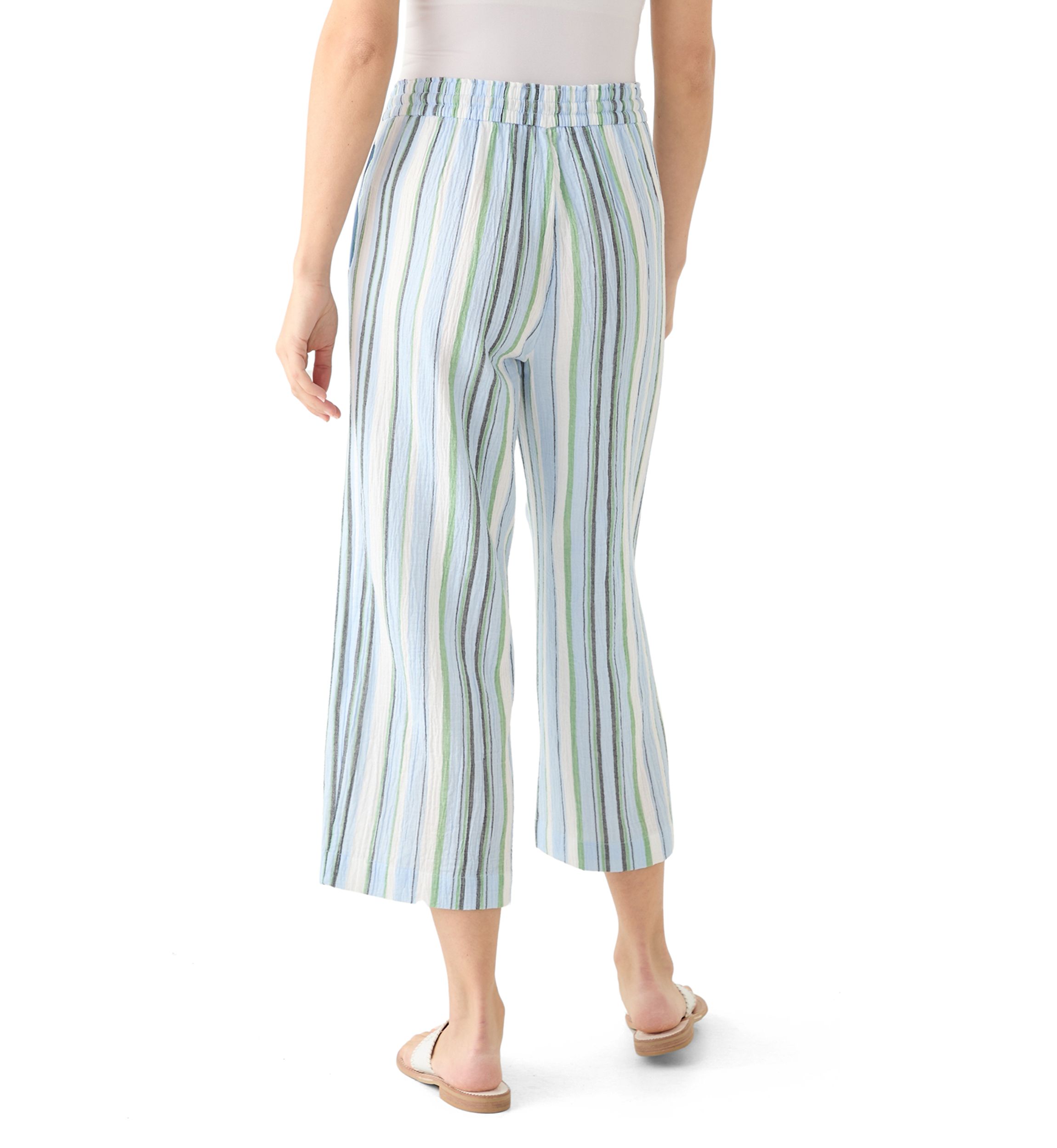 Womens High Rise Tie Waist Ankle Pants