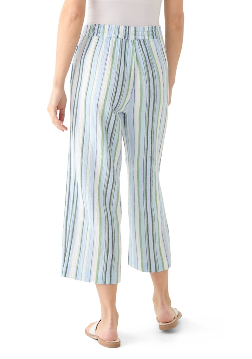 Womens High Rise Tie Waist Ankle Pants