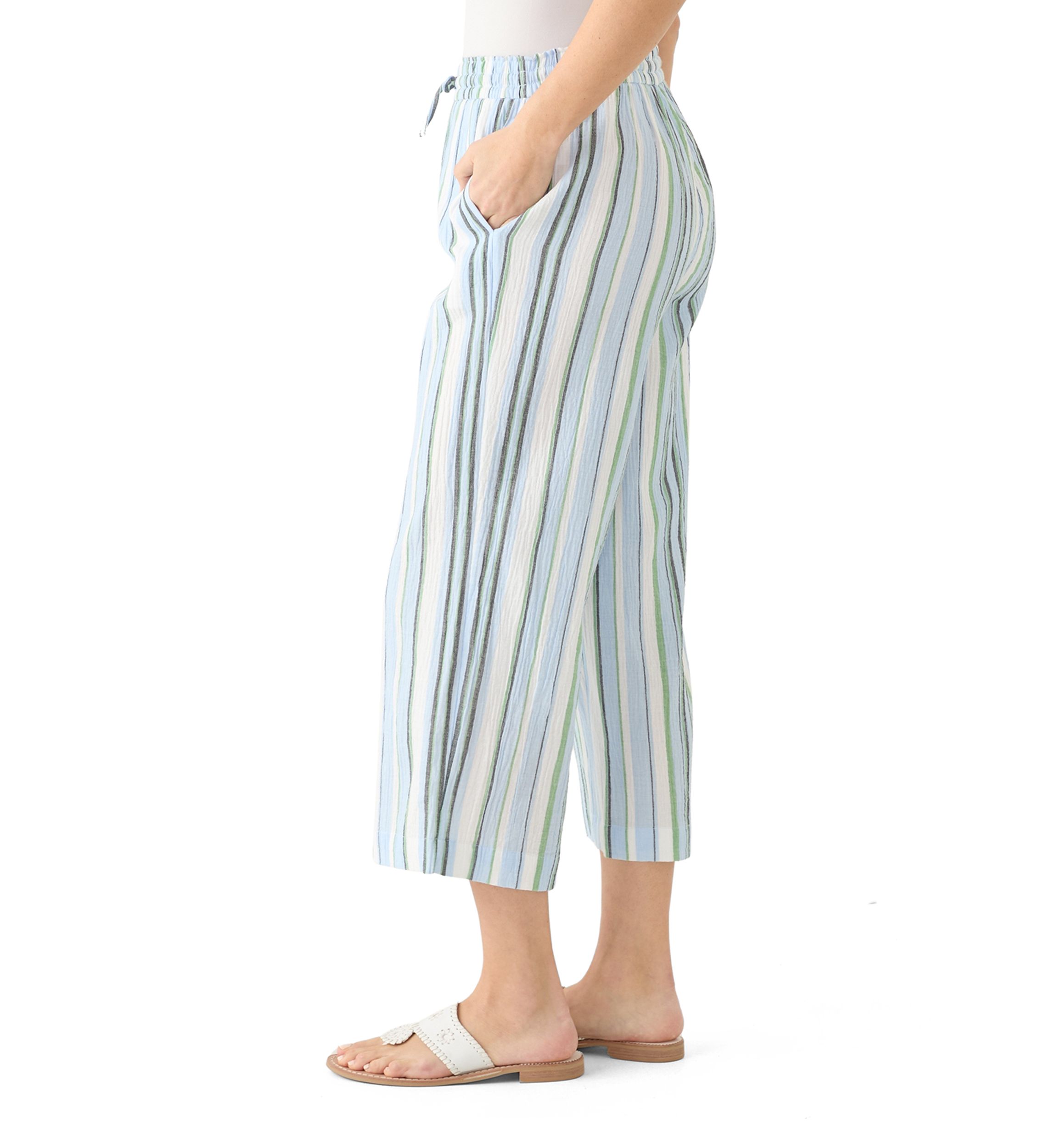 Womens High Rise Tie Waist Ankle Pants