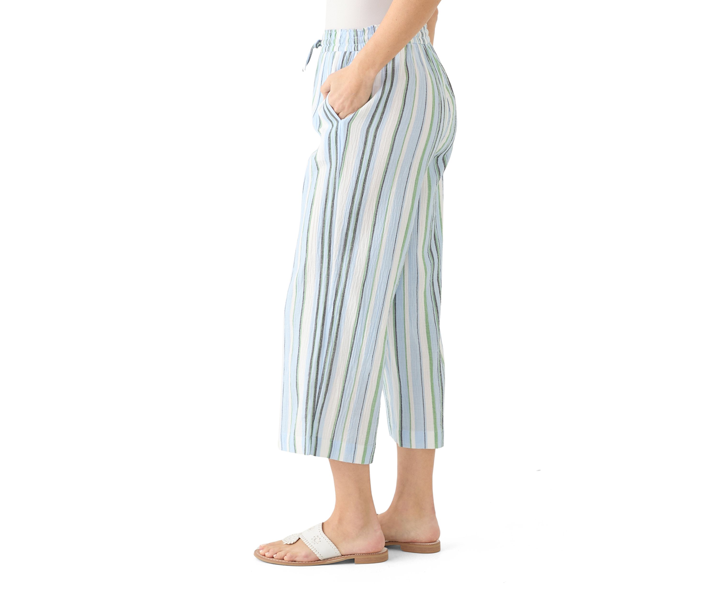 Womens High Rise Tie Waist Ankle Pants