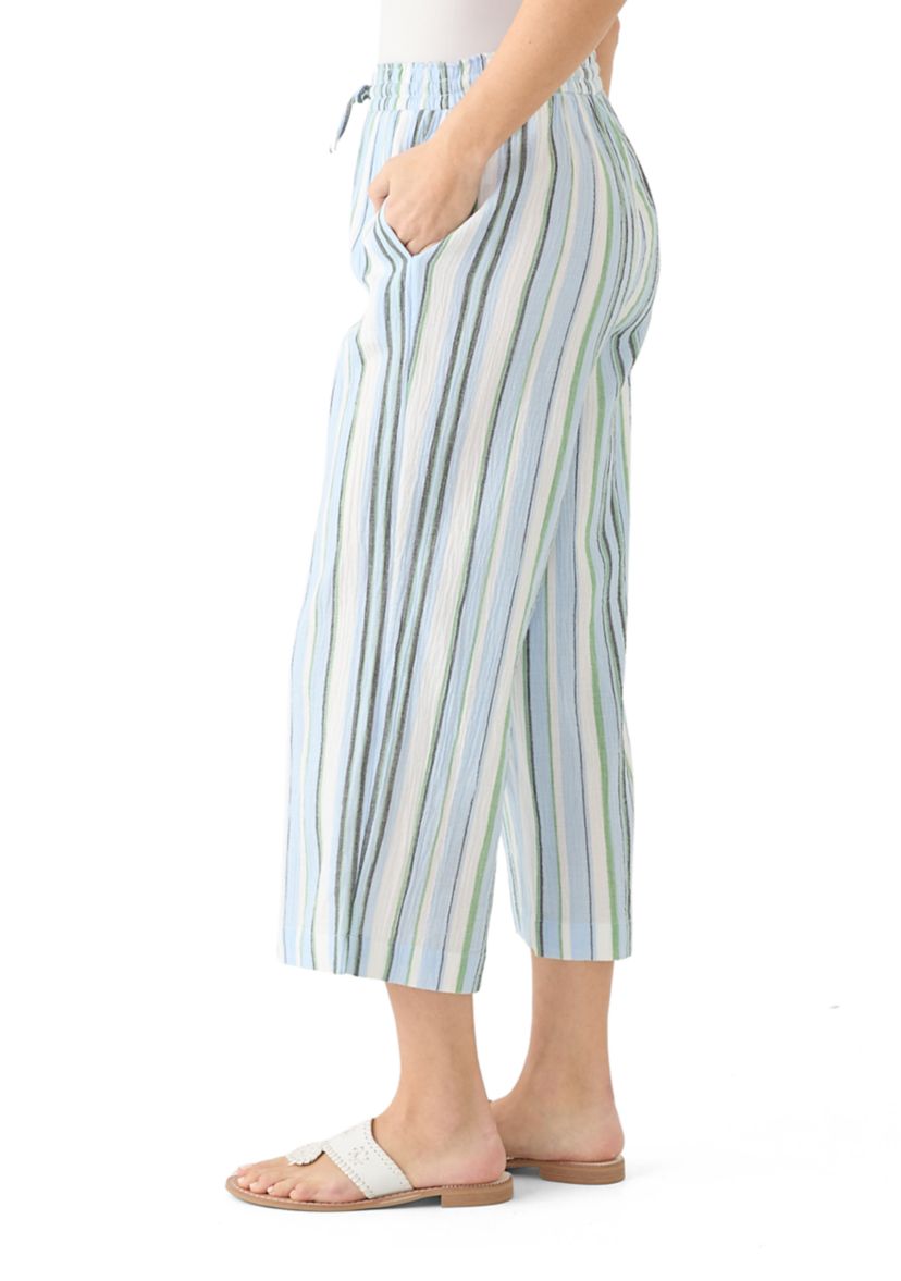 Womens High Rise Tie Waist Ankle Pants