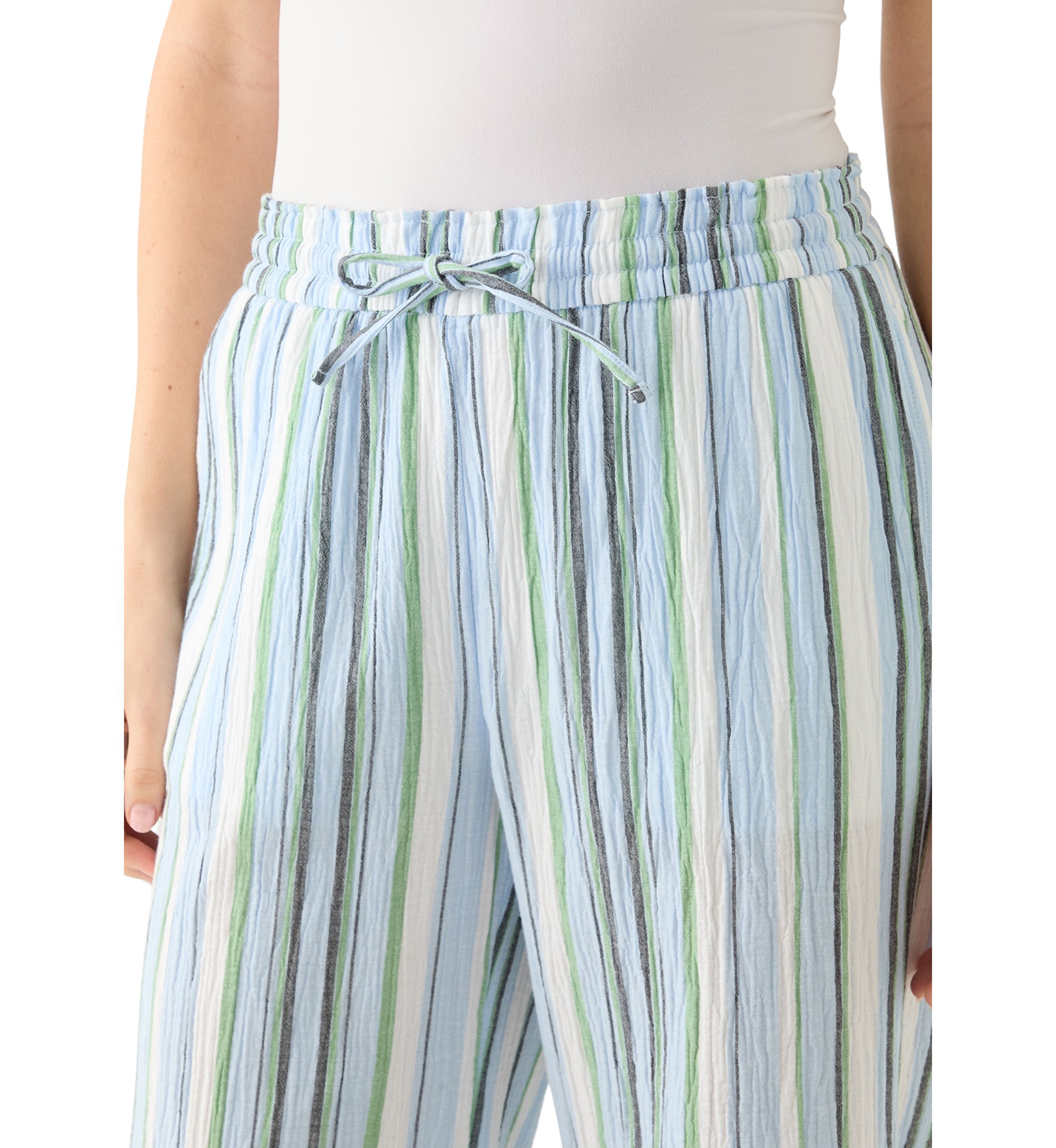 Womens High Rise Tie Waist Ankle Pants