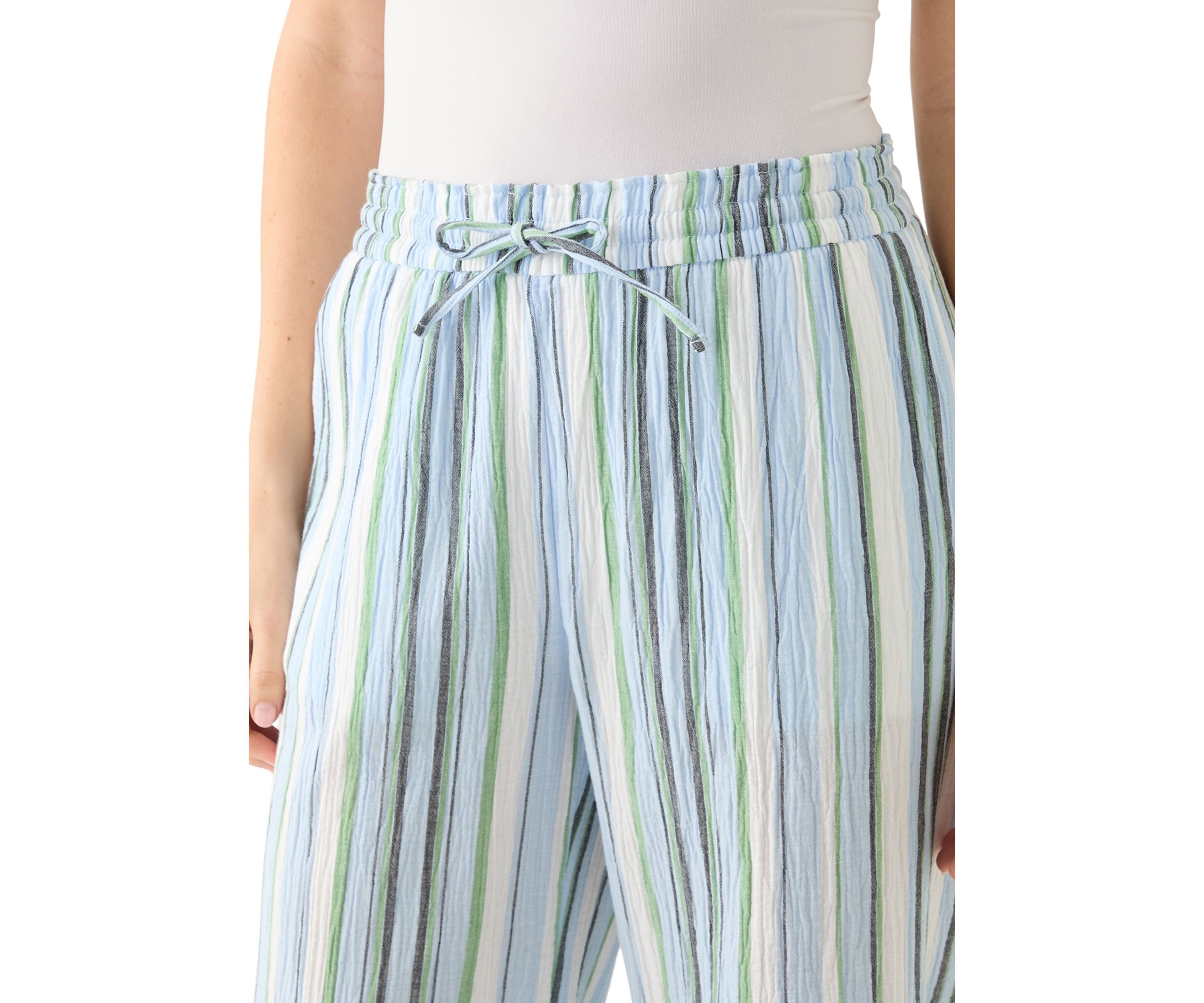 Womens High Rise Tie Waist Ankle Pants